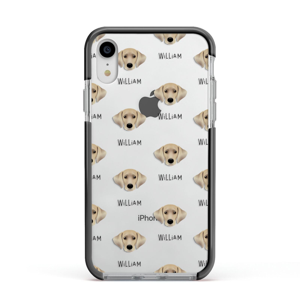 Cockador Icon with Name Apple iPhone XR Impact Case Black Edge on Silver Phone