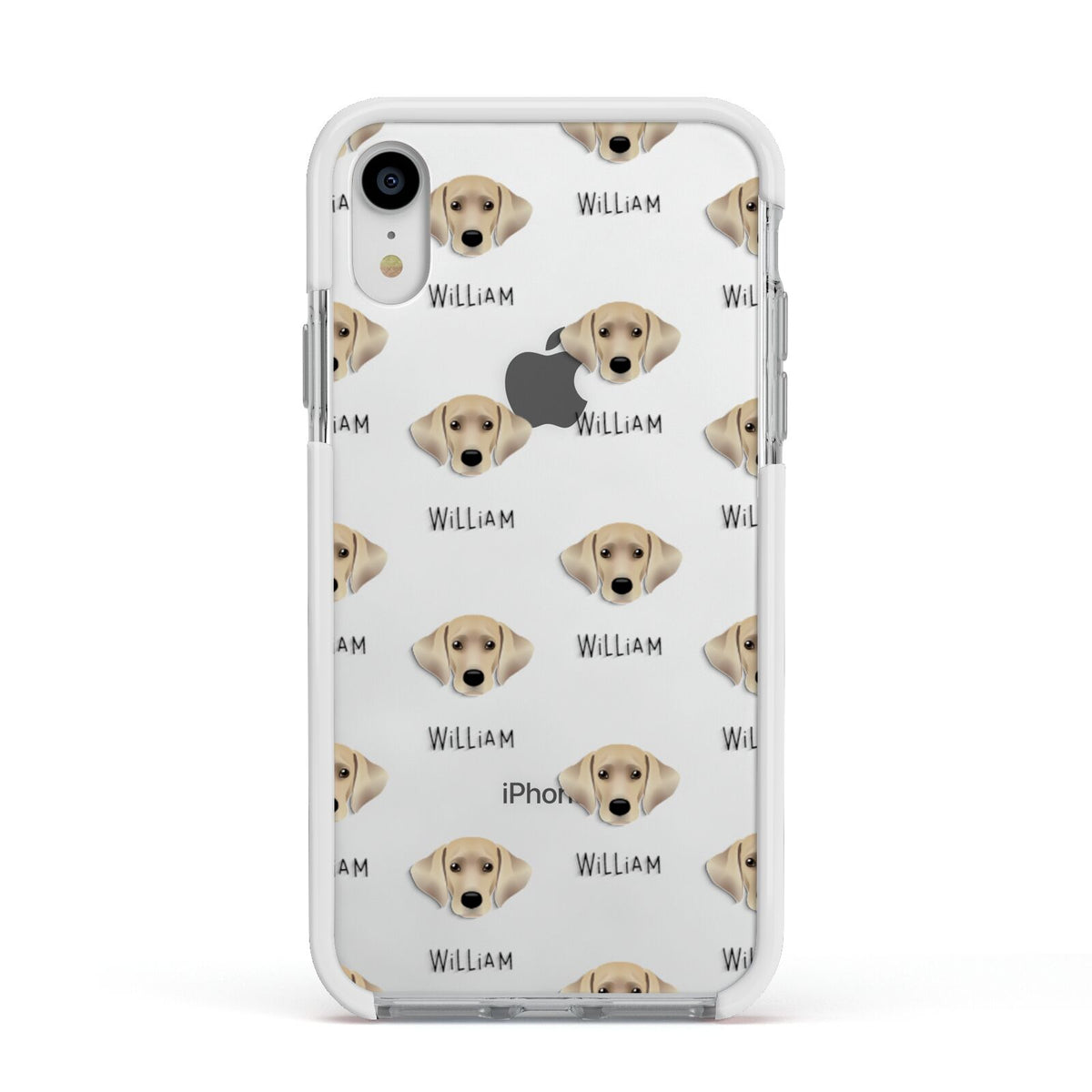Cockador Icon with Name Apple iPhone XR Impact Case White Edge on Silver Phone