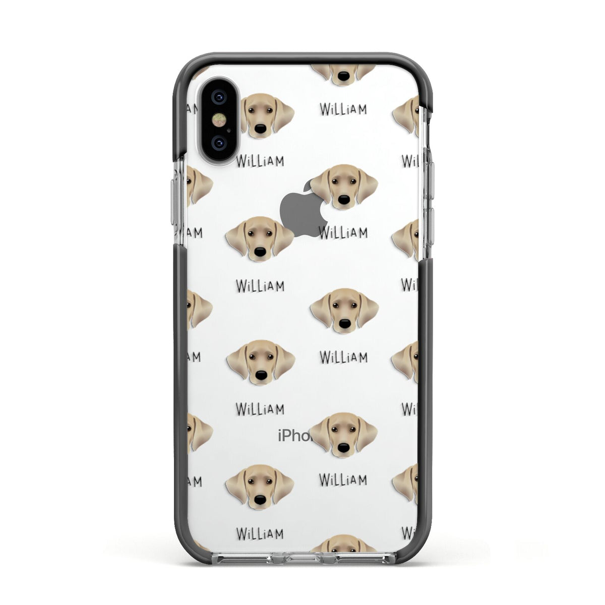Cockador Icon with Name Apple iPhone Xs Impact Case Black Edge on Silver Phone