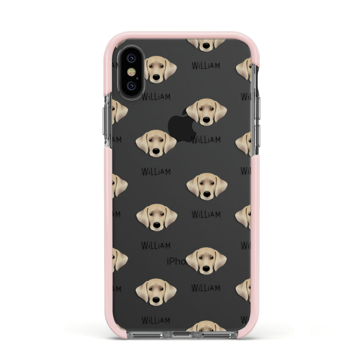Cockador Icon with Name Apple iPhone Xs Impact Case Pink Edge on Black Phone