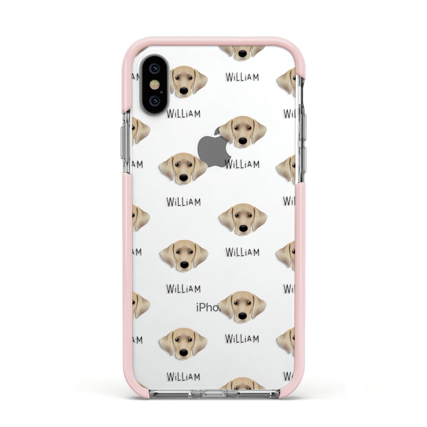Cockador Icon with Name Apple iPhone Xs Impact Case Pink Edge on Silver Phone