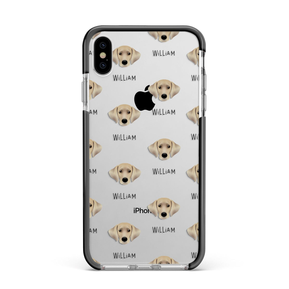 Cockador Icon with Name Apple iPhone Xs Max Impact Case Black Edge on Silver Phone