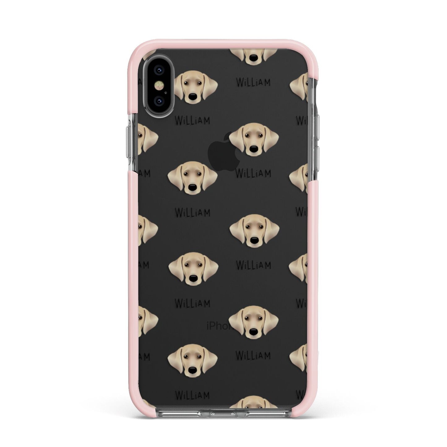 Cockador Icon with Name Apple iPhone Xs Max Impact Case Pink Edge on Black Phone