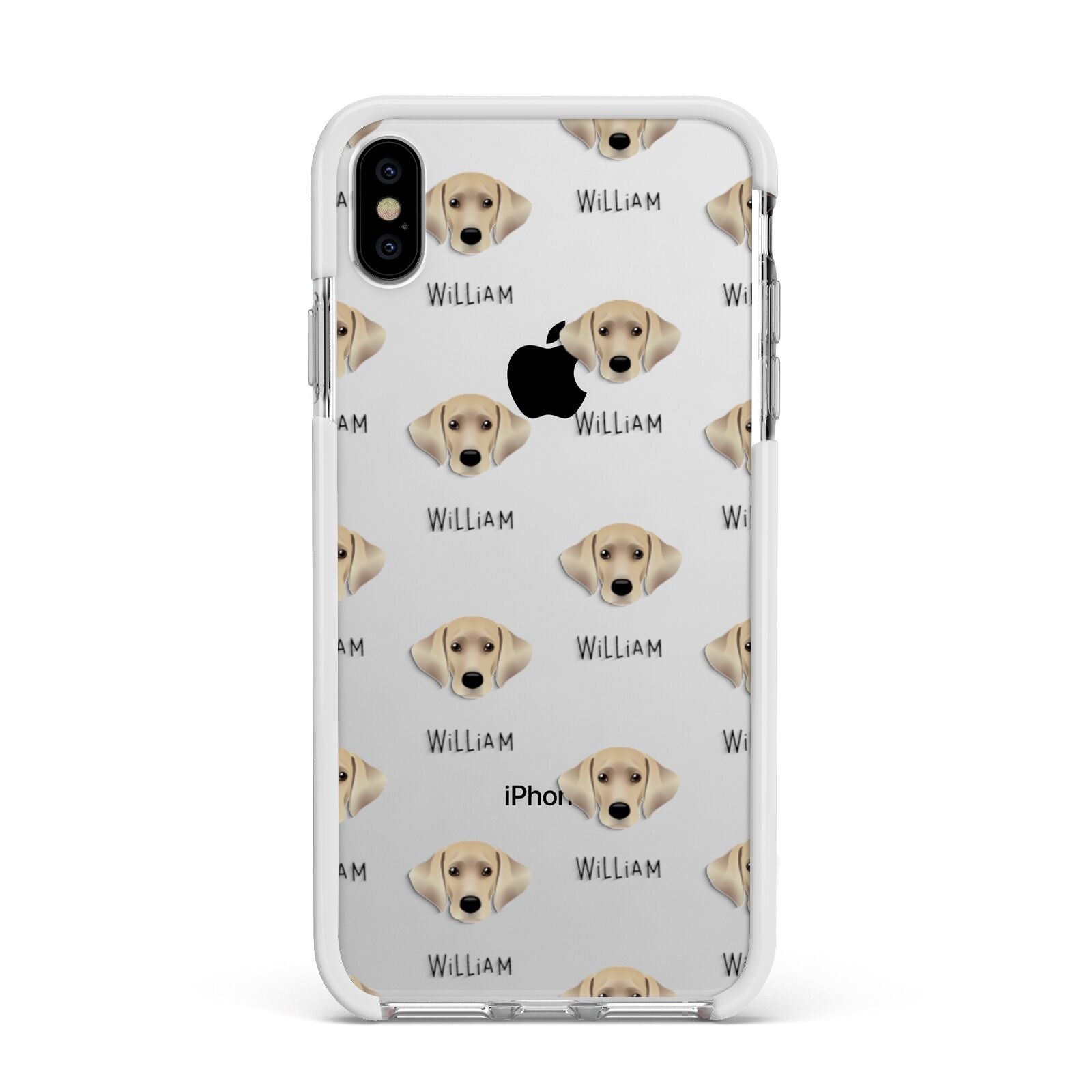 Cockador Icon with Name Apple iPhone Xs Max Impact Case White Edge on Silver Phone