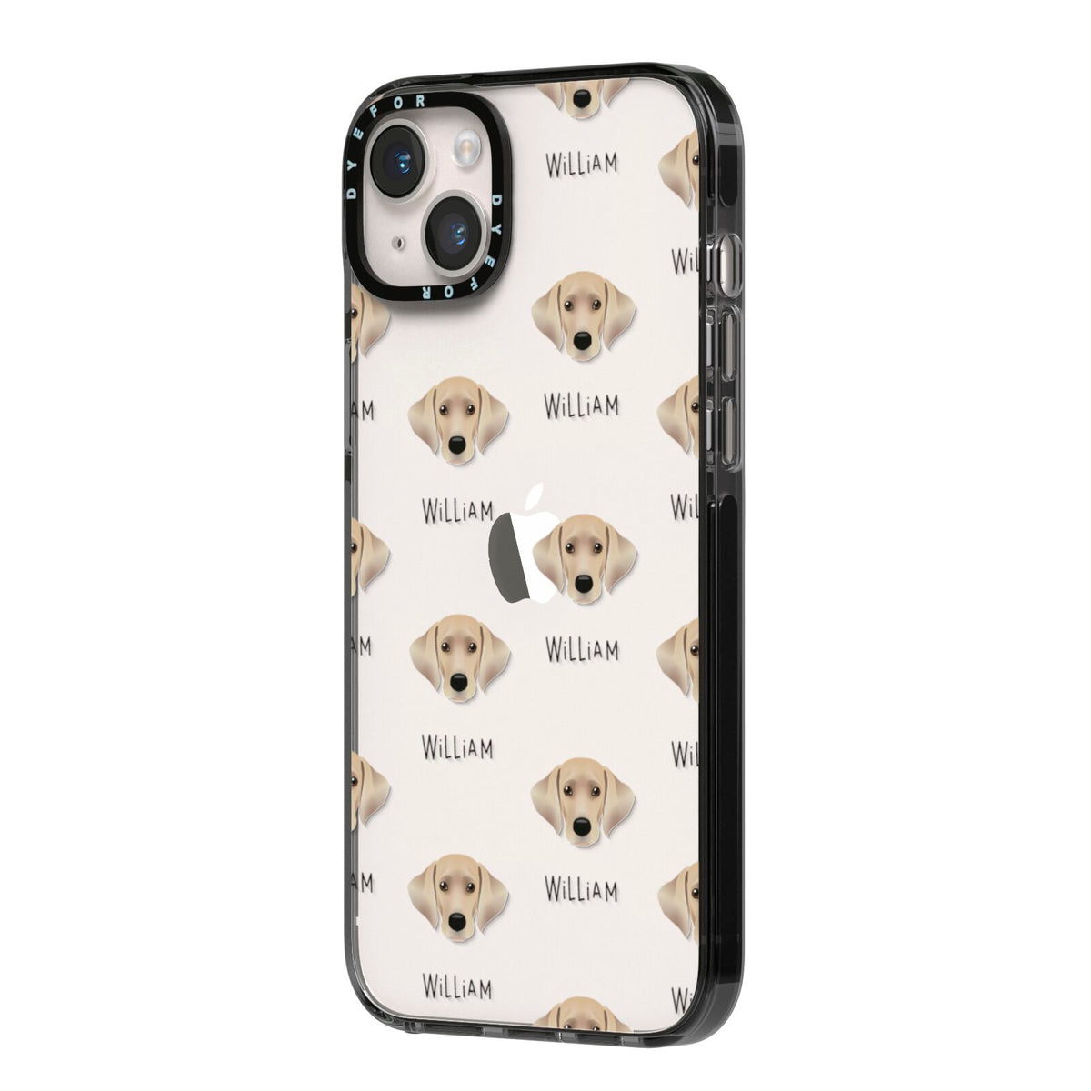 Cockador Icon with Name iPhone 14 Plus Black Impact Case Side Angle on Silver phone
