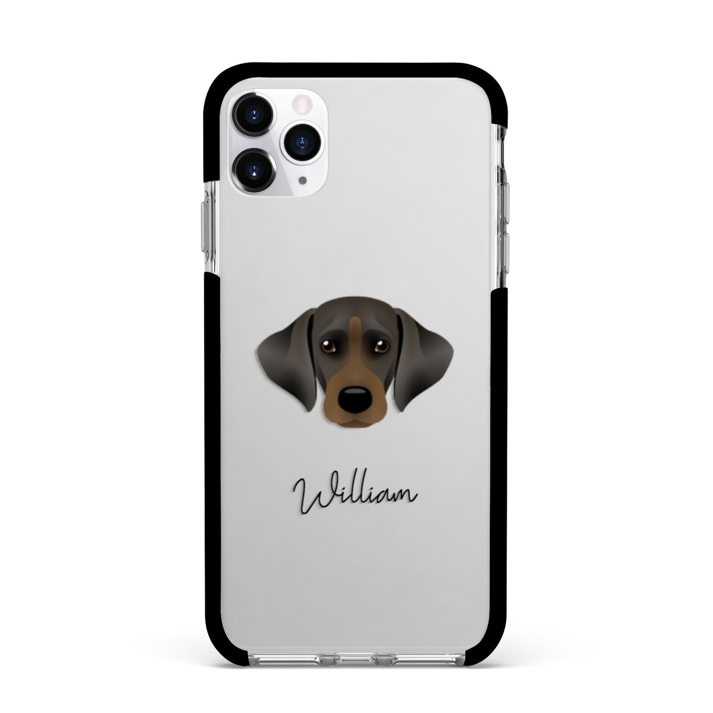Cockador Personalised Apple iPhone 11 Pro Max in Silver with Black Impact Case