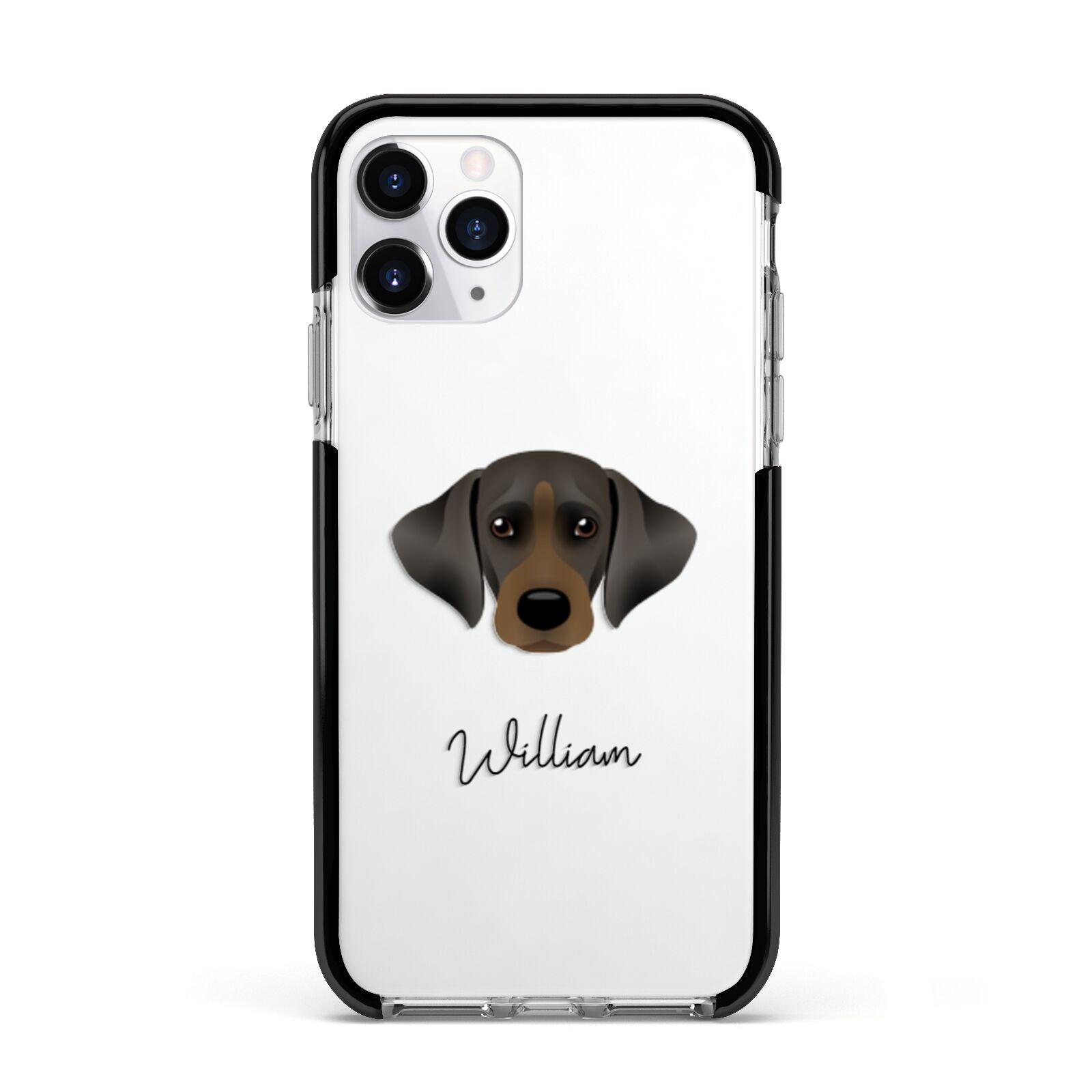 Cockador Personalised Apple iPhone 11 Pro in Silver with Black Impact Case