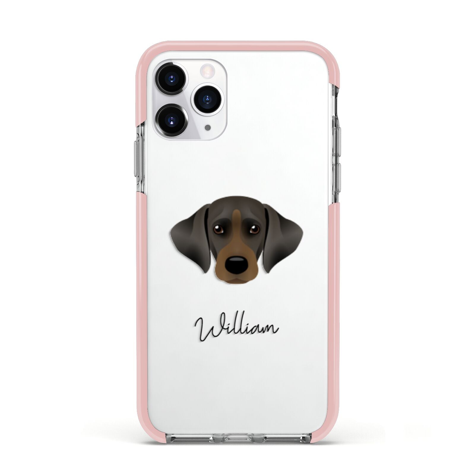 Cockador Personalised Apple iPhone 11 Pro in Silver with Pink Impact Case