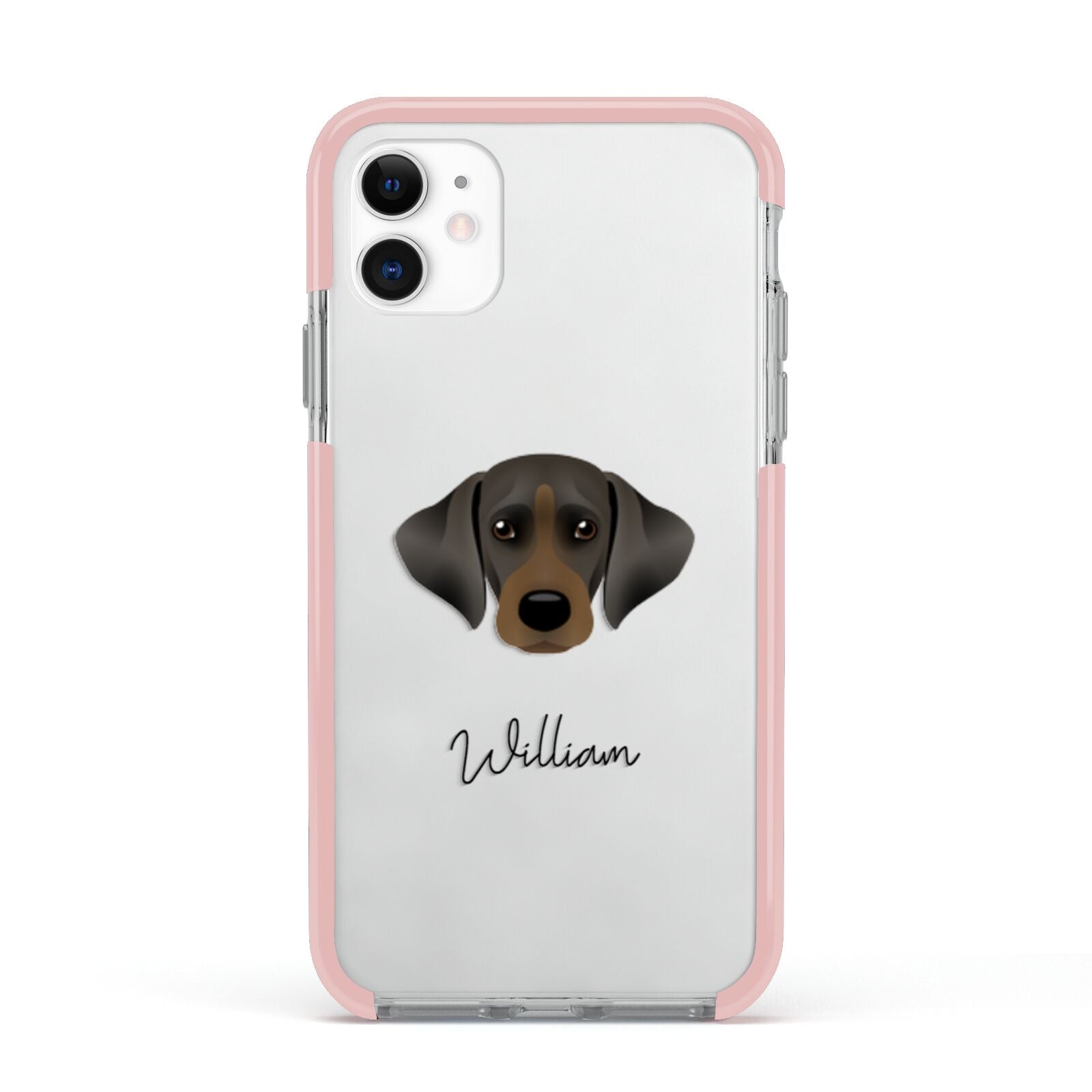 Cockador Personalised Apple iPhone 11 in White with Pink Impact Case