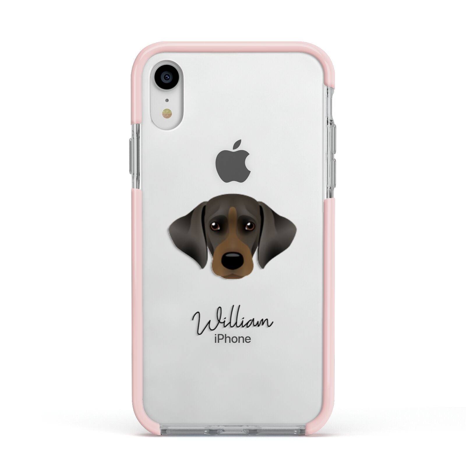 Cockador Personalised Apple iPhone XR Impact Case Pink Edge on Silver Phone