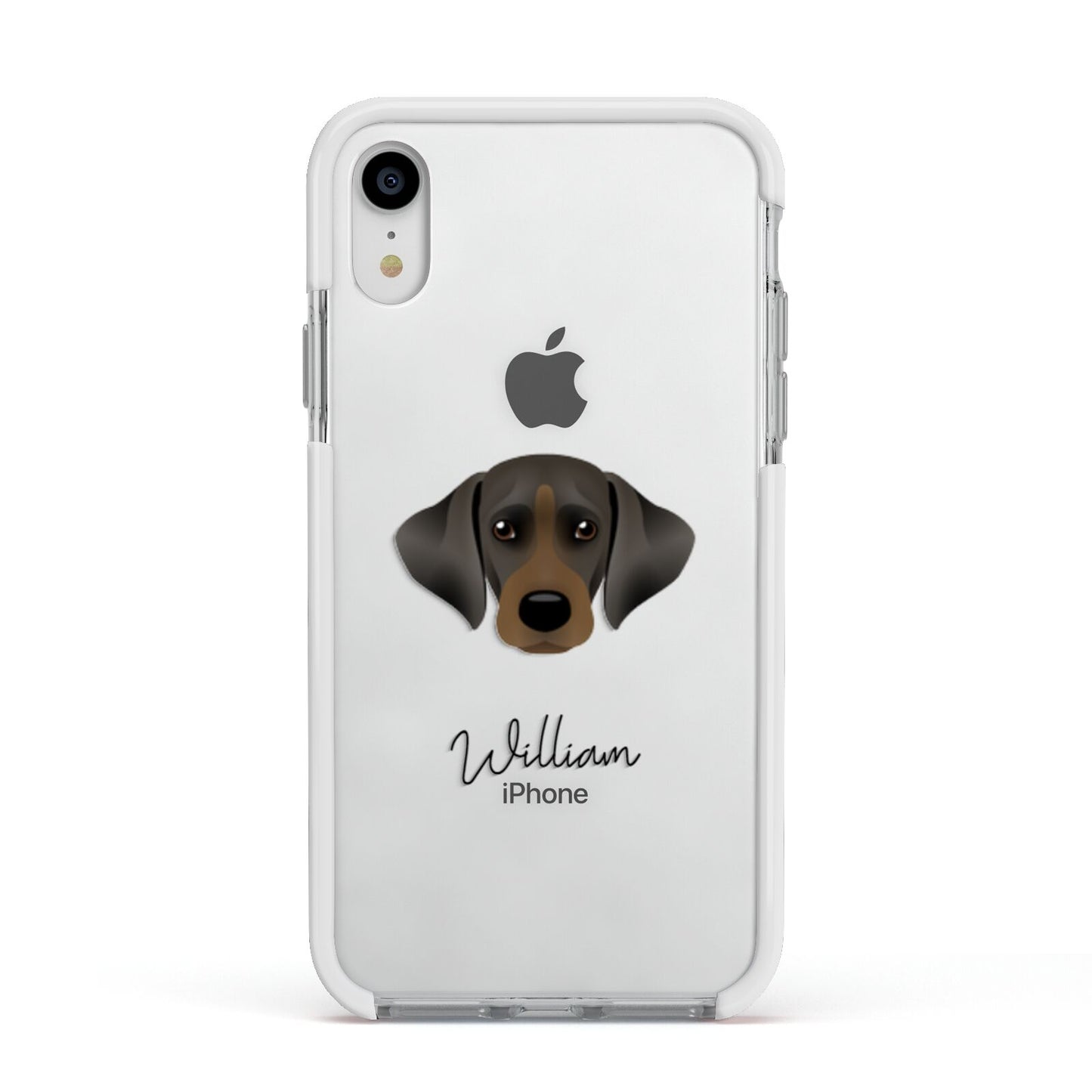Cockador Personalised Apple iPhone XR Impact Case White Edge on Silver Phone