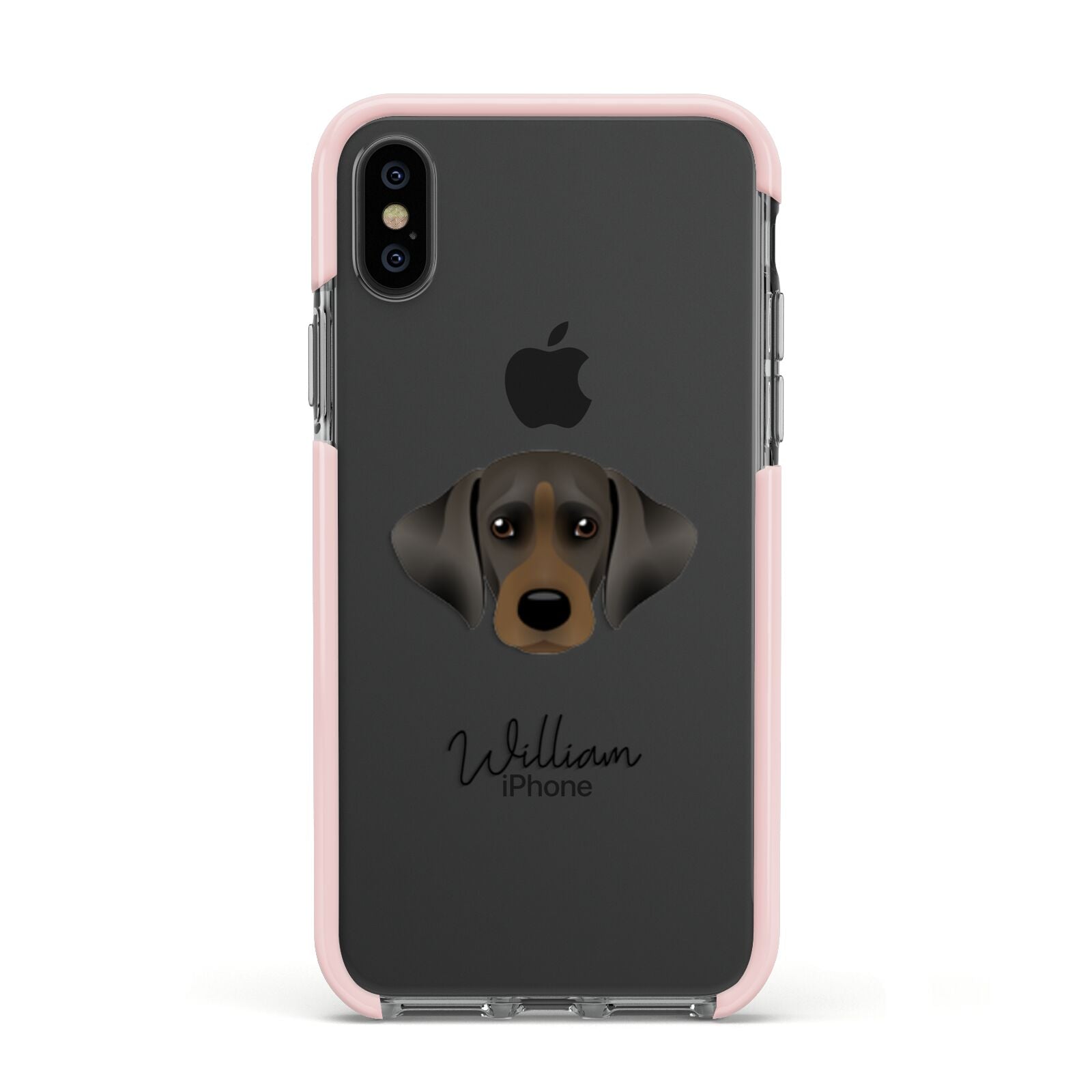 Cockador Personalised Apple iPhone Xs Impact Case Pink Edge on Black Phone
