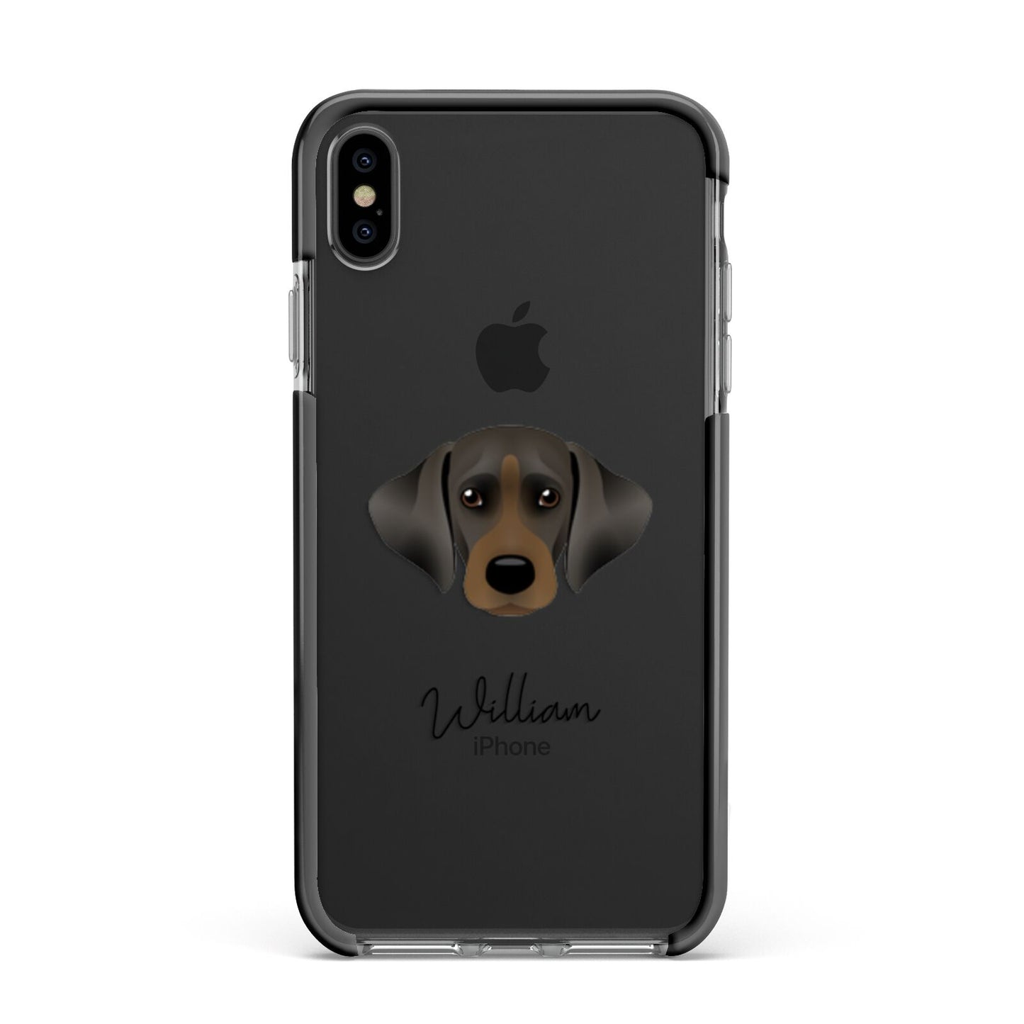 Cockador Personalised Apple iPhone Xs Max Impact Case Black Edge on Black Phone