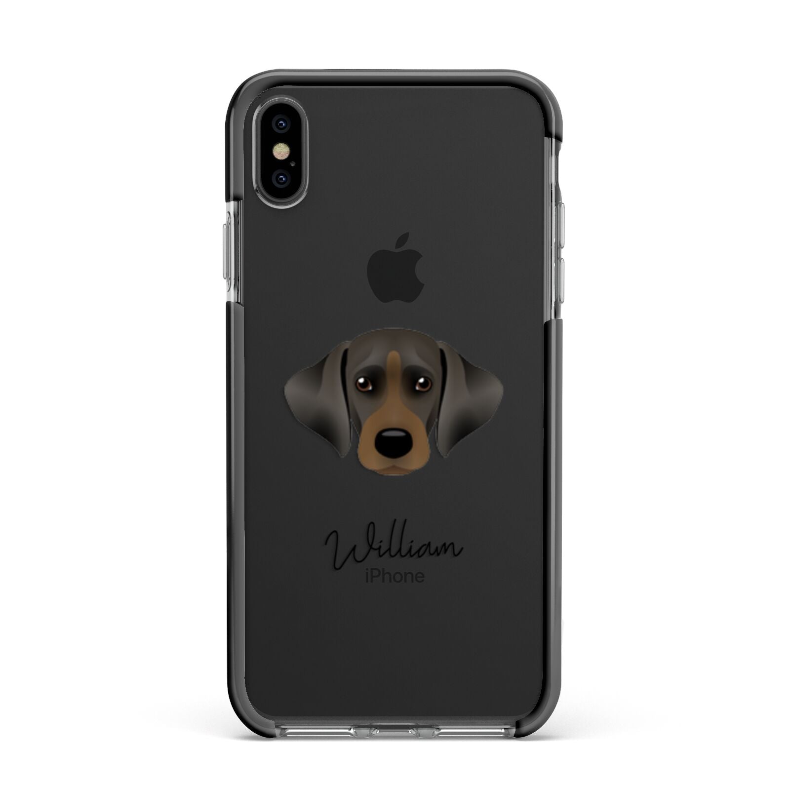 Cockador Personalised Apple iPhone Xs Max Impact Case Black Edge on Black Phone