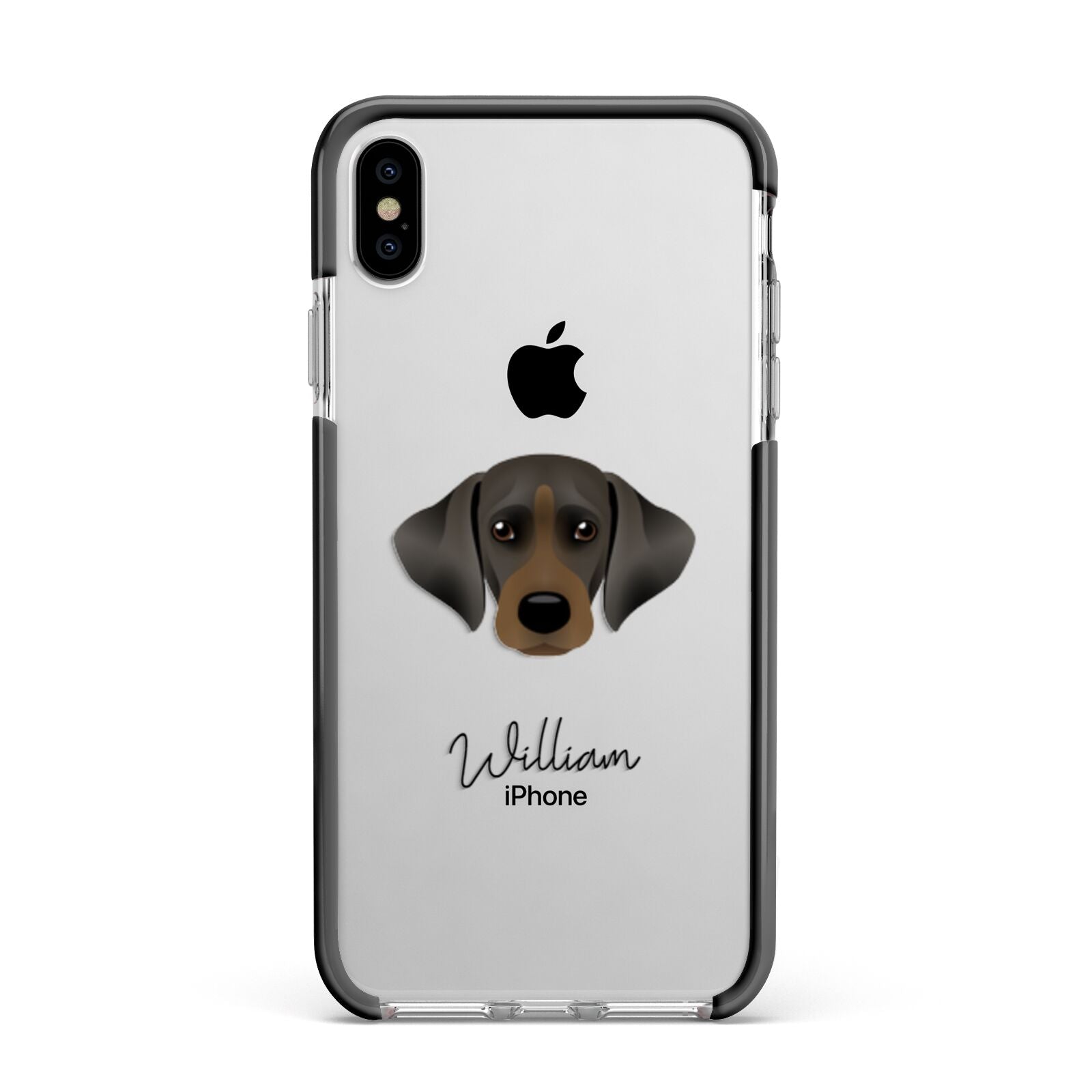 Cockador Personalised Apple iPhone Xs Max Impact Case Black Edge on Silver Phone
