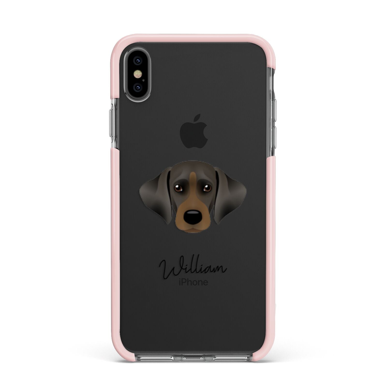 Cockador Personalised Apple iPhone Xs Max Impact Case Pink Edge on Black Phone