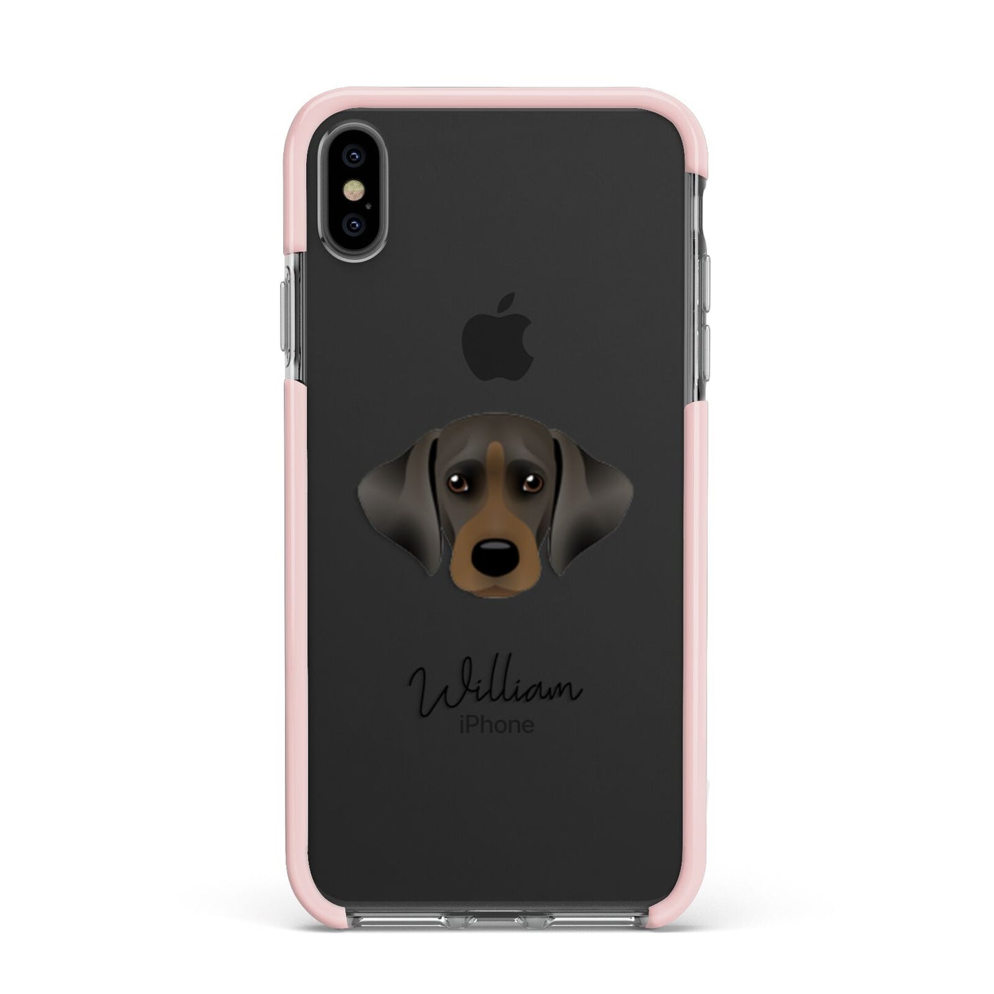 Cockador Personalised Apple iPhone Xs Max Impact Case Pink Edge on Black Phone