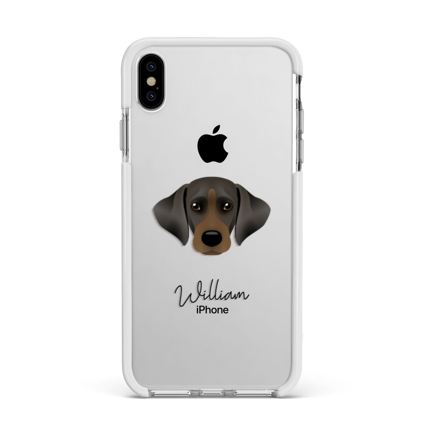 Cockador Personalised Apple iPhone Xs Max Impact Case White Edge on Silver Phone