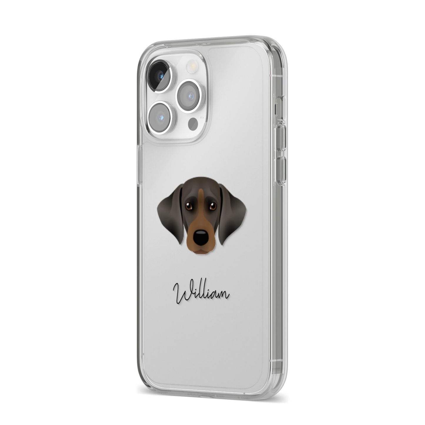 Cockador Personalised iPhone 14 Pro Max Clear Tough Case Silver Angled Image