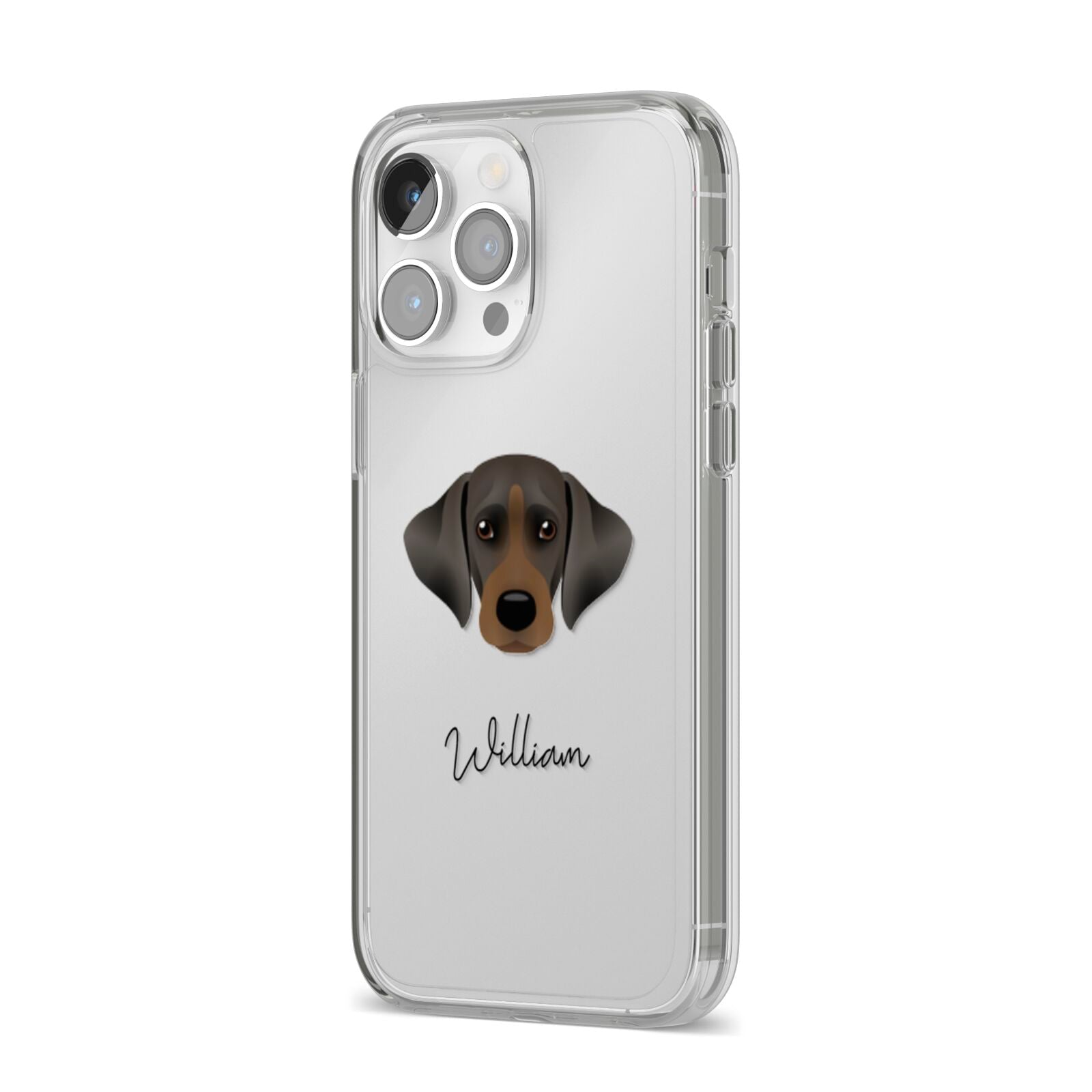 Cockador Personalised iPhone 14 Pro Max Clear Tough Case Silver Angled Image