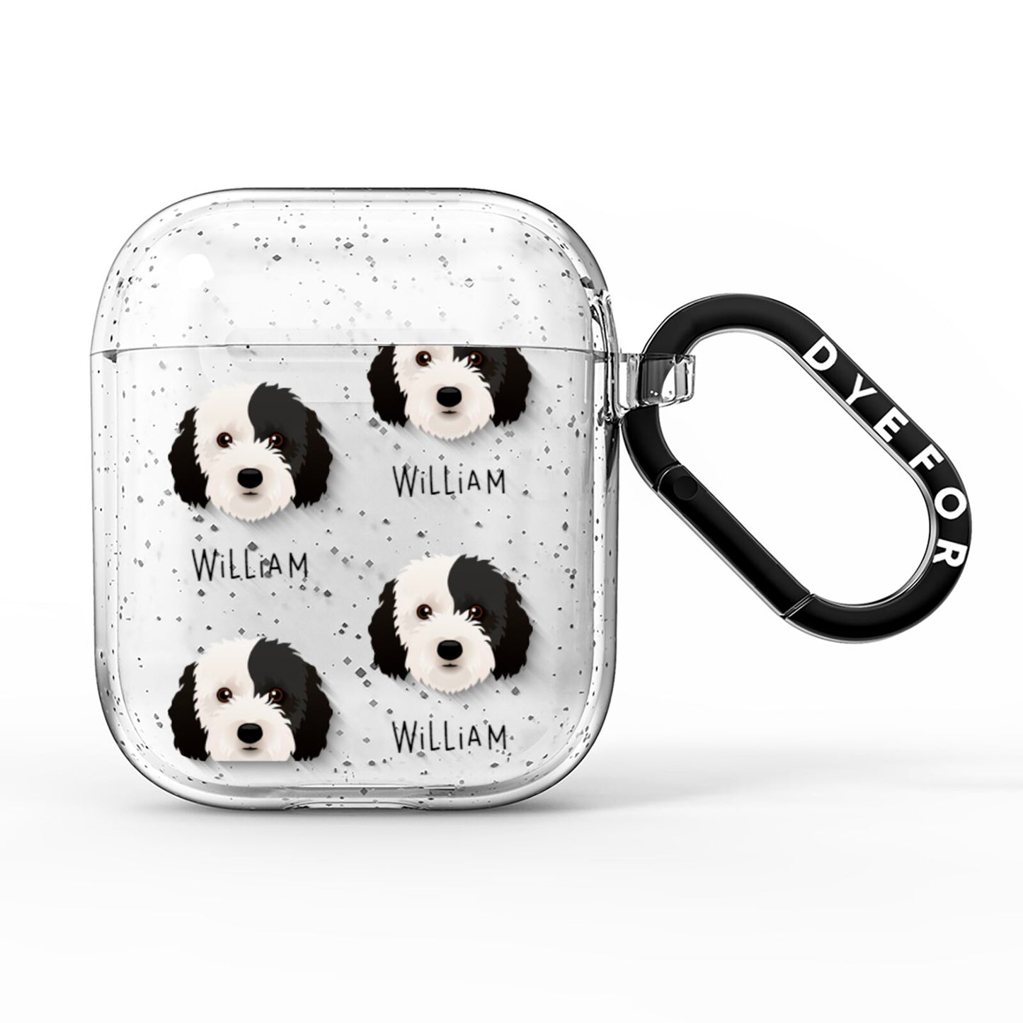 Cockapoo Icon with Name AirPods Glitter Case