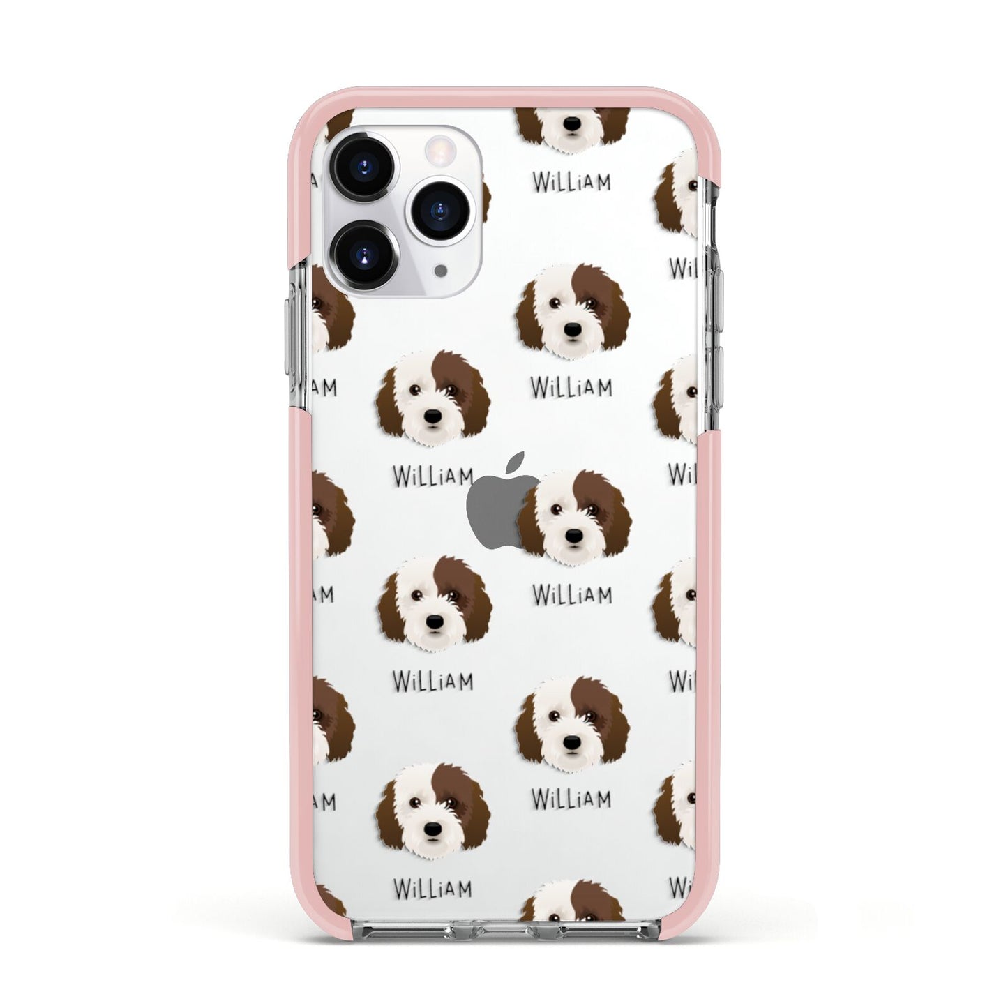 Cockapoo Icon with Name Apple iPhone 11 Pro in Silver with Pink Impact Case