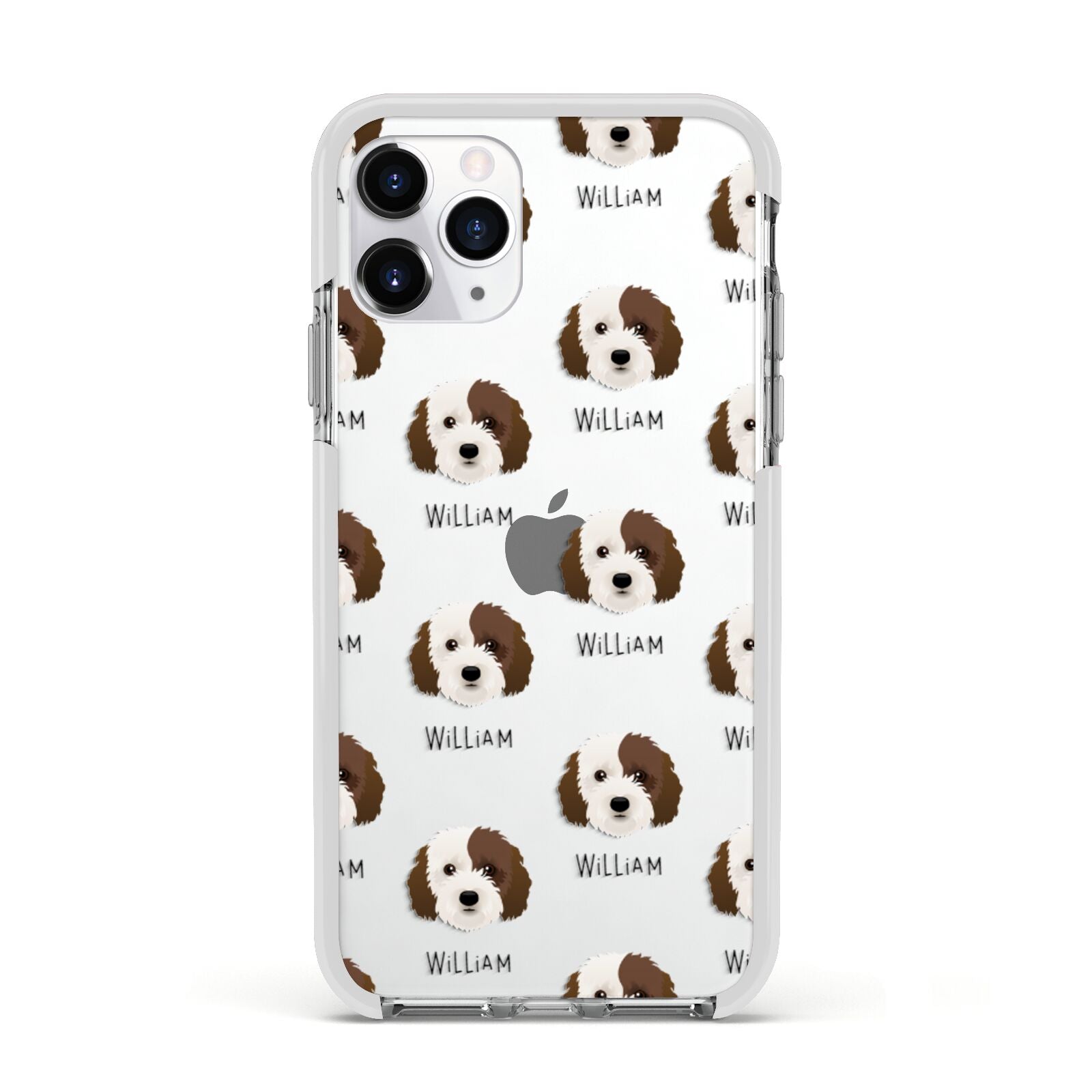 Cockapoo Icon with Name Apple iPhone 11 Pro in Silver with White Impact Case
