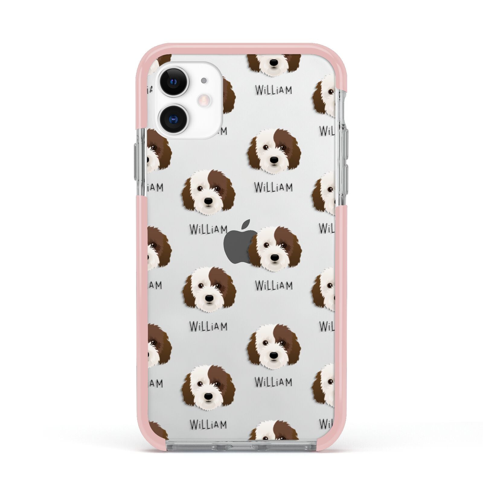 Cockapoo Icon with Name Apple iPhone 11 in White with Pink Impact Case