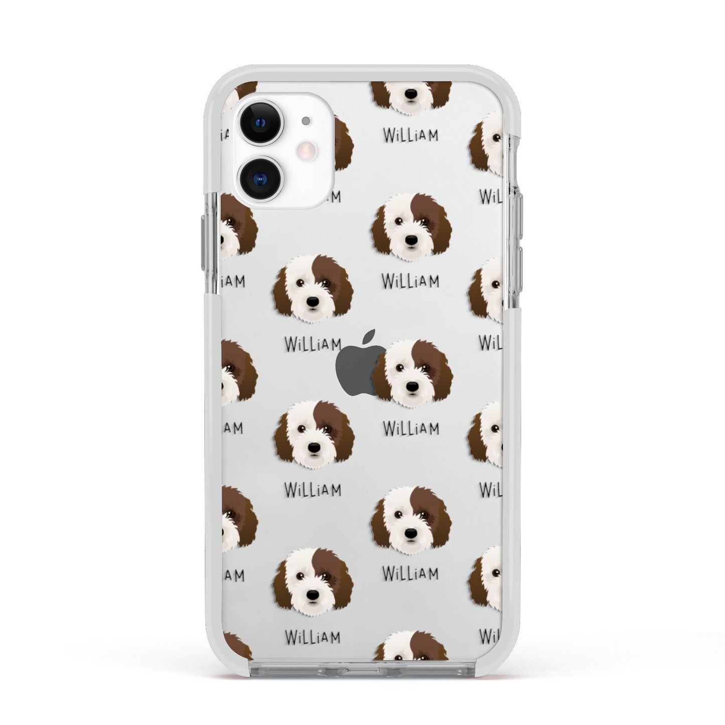 Cockapoo Icon with Name Apple iPhone 11 in White with White Impact Case