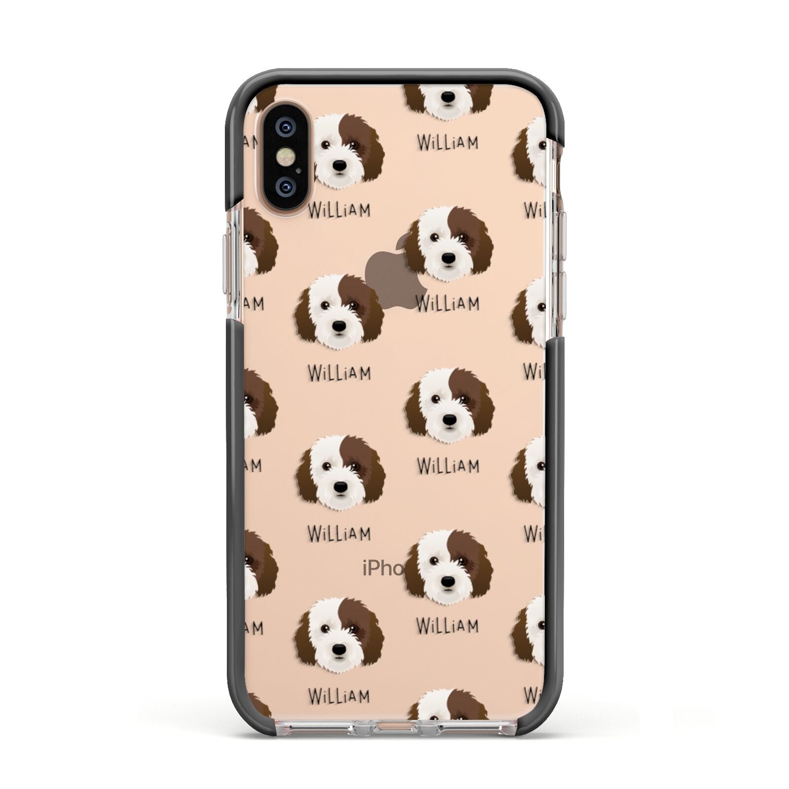 Cockapoo Icon with Name Apple iPhone Xs Impact Case Black Edge on Gold Phone