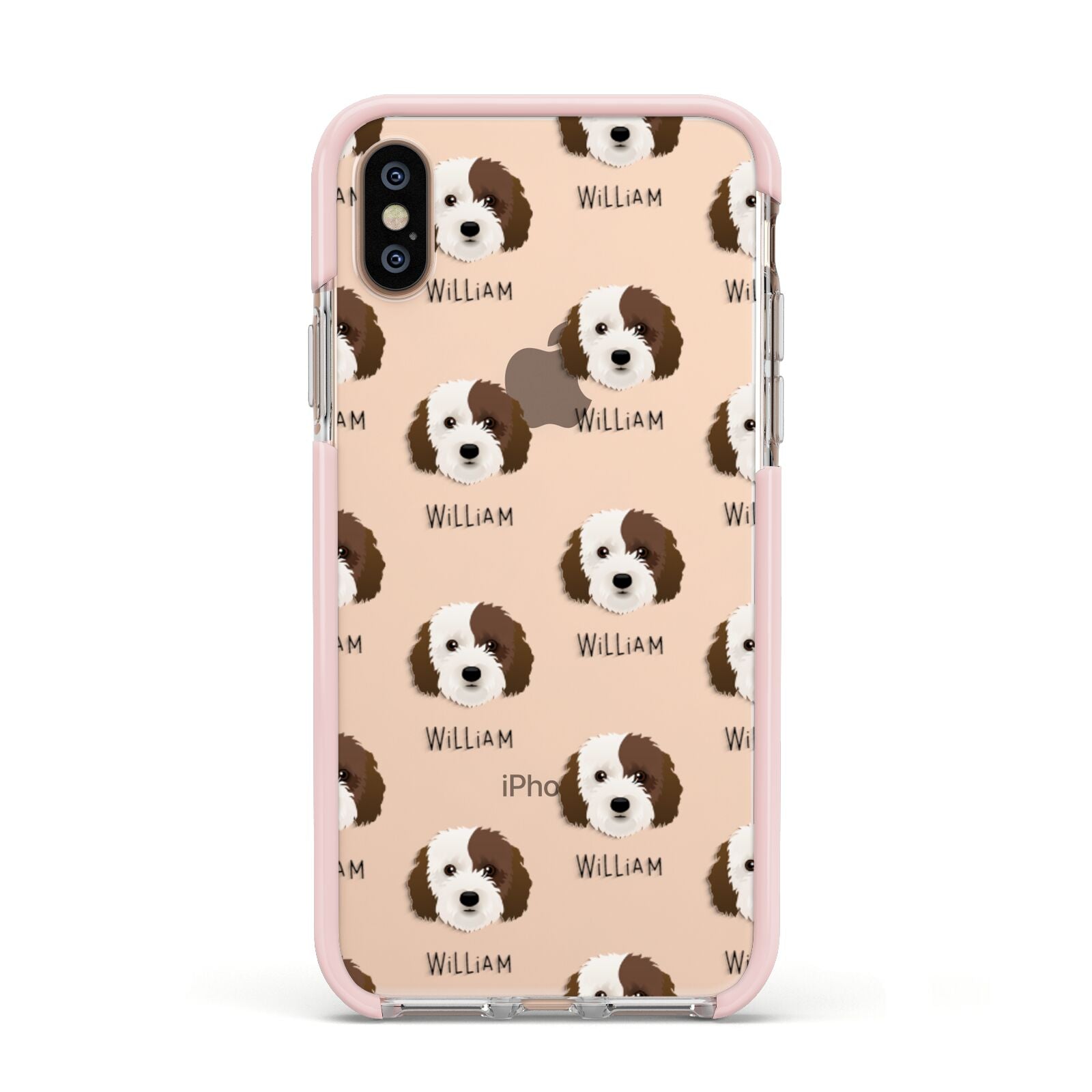 Cockapoo Icon with Name Apple iPhone Xs Impact Case Pink Edge on Gold Phone