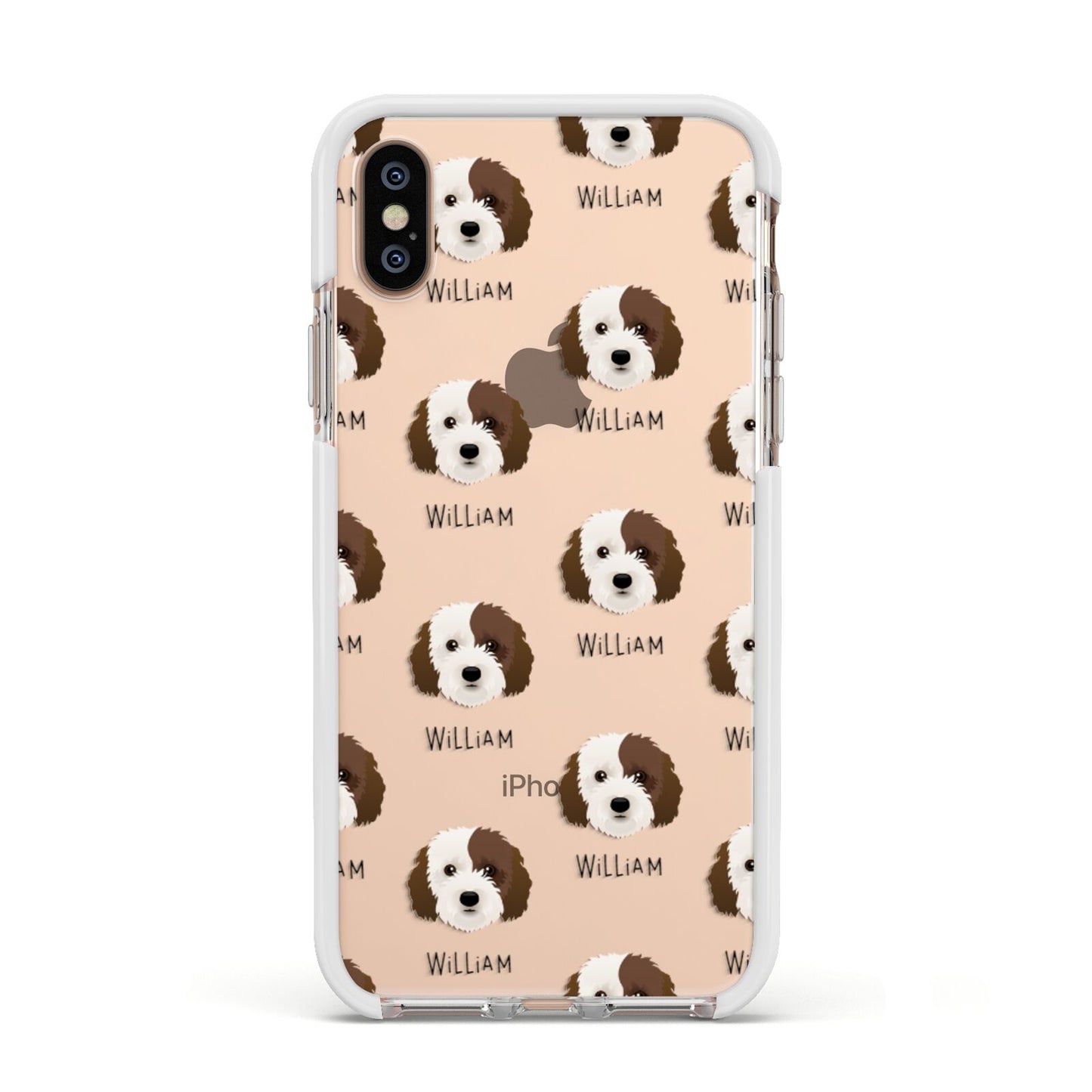 Cockapoo Icon with Name Apple iPhone Xs Impact Case White Edge on Gold Phone