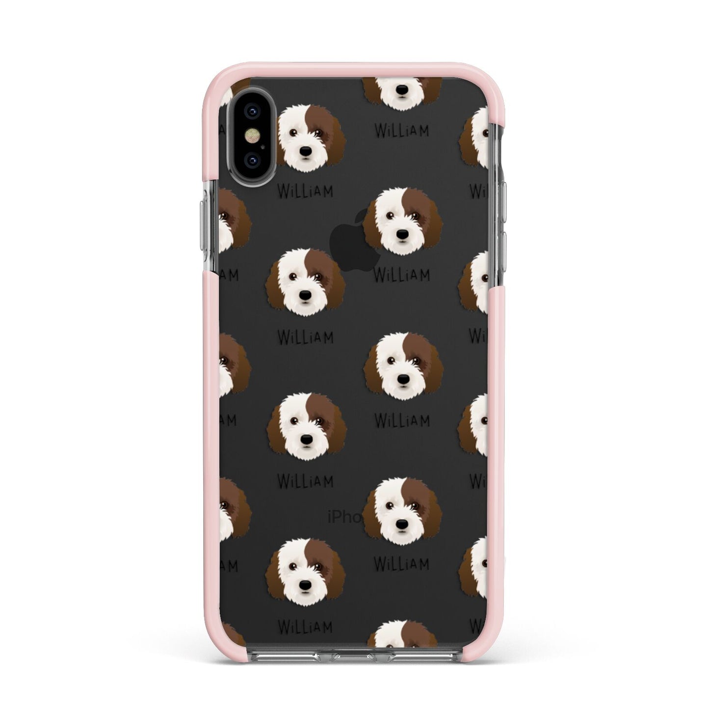 Cockapoo Icon with Name Apple iPhone Xs Max Impact Case Pink Edge on Black Phone