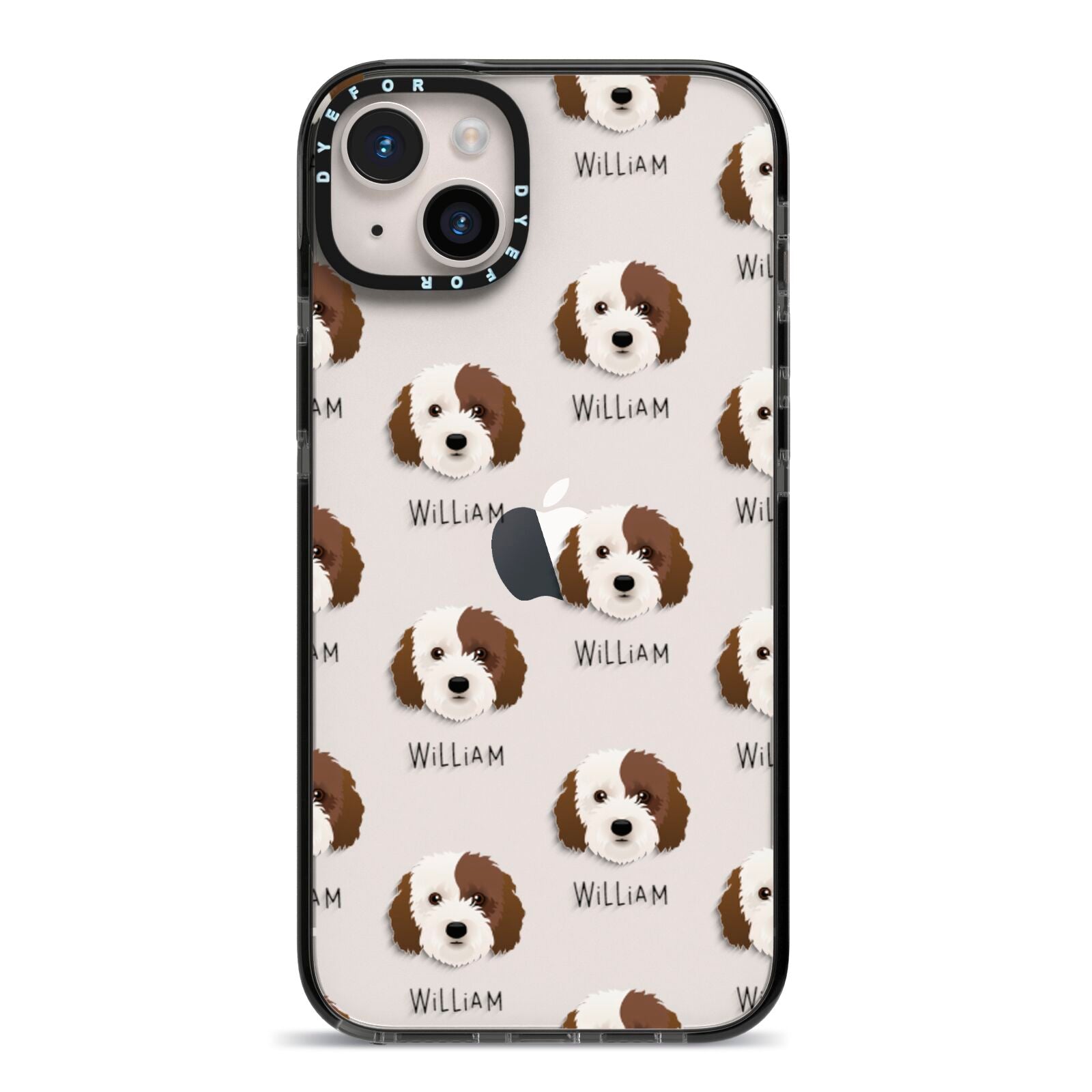 Cockapoo Icon with Name iPhone 14 Plus Black Impact Case on Silver phone