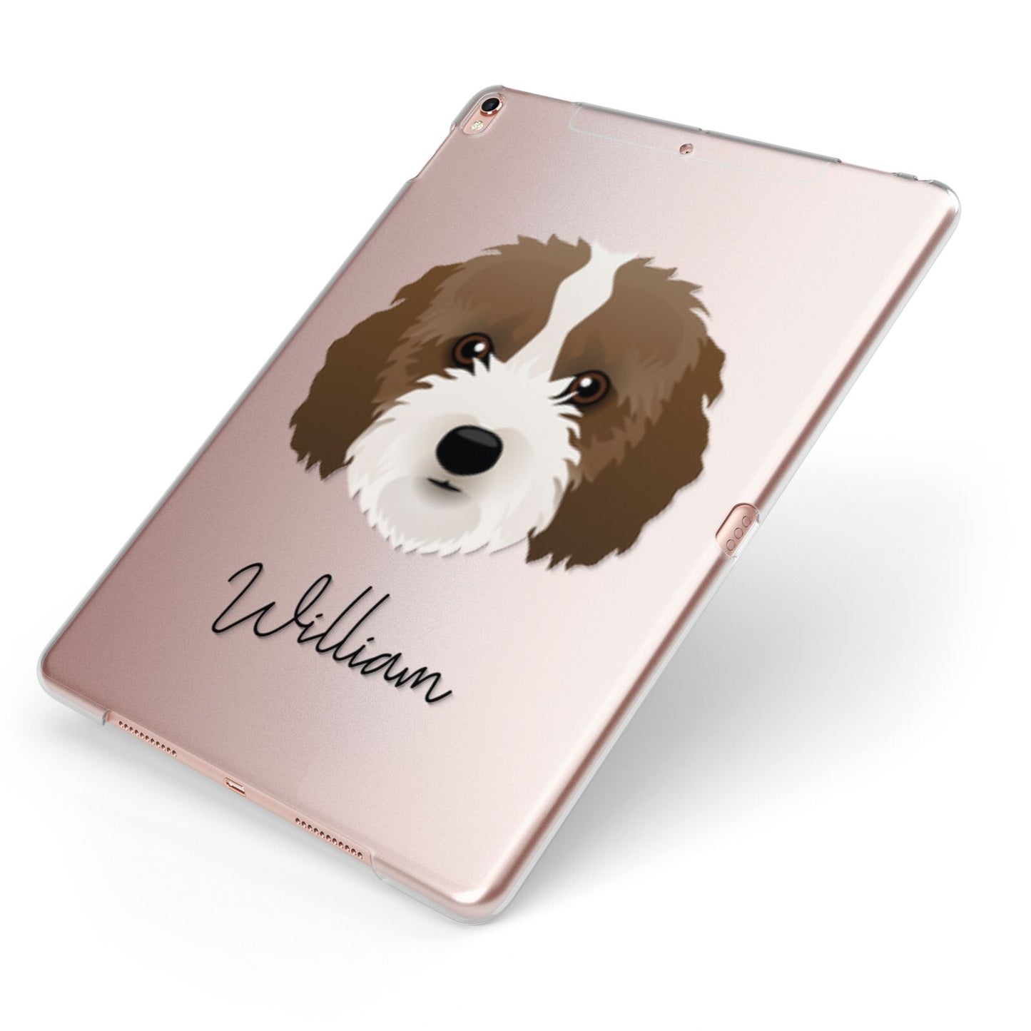 Cockapoo Personalised Apple iPad Case on Rose Gold iPad Side View