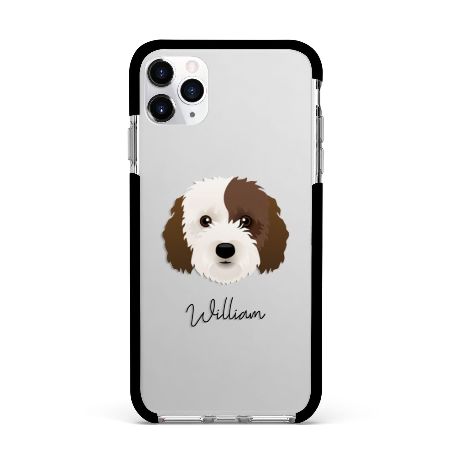 Cockapoo Personalised Apple iPhone 11 Pro Max in Silver with Black Impact Case