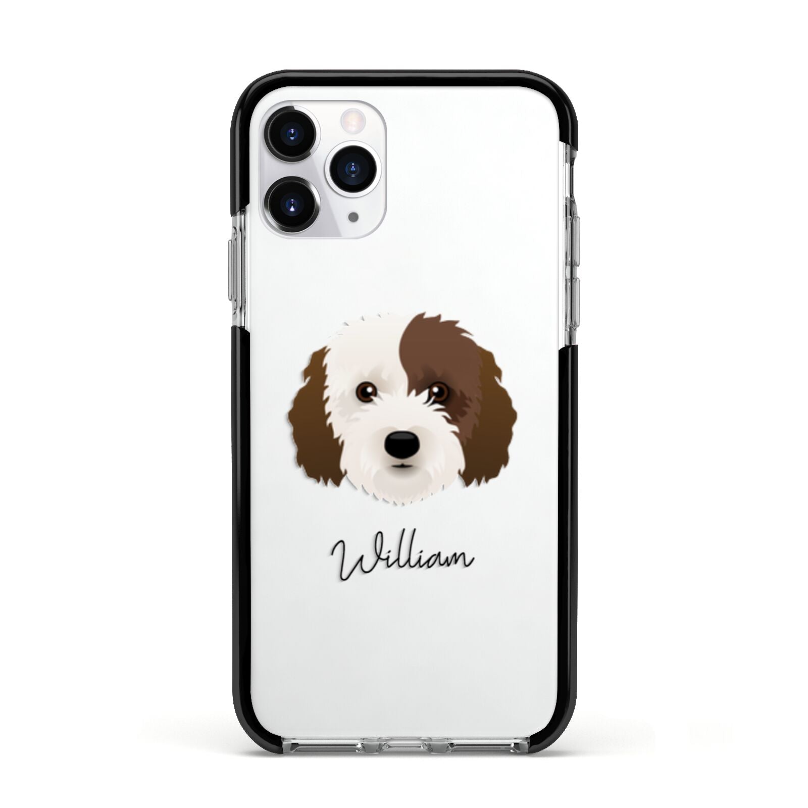 Cockapoo Personalised Apple iPhone 11 Pro in Silver with Black Impact Case