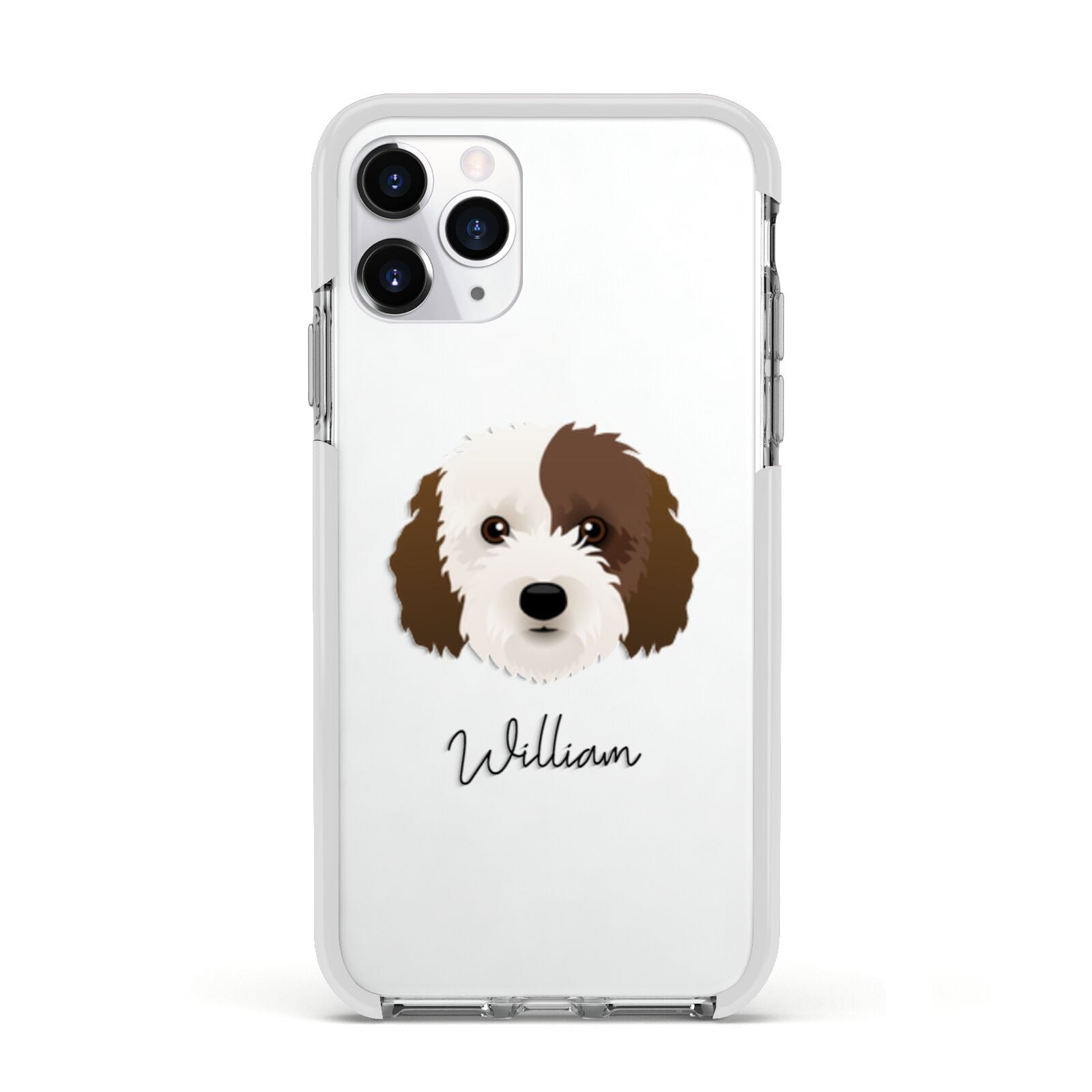 Cockapoo Personalised Apple iPhone 11 Pro in Silver with White Impact Case