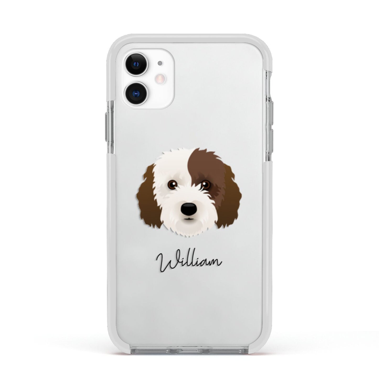 Cockapoo Personalised Apple iPhone 11 in White with White Impact Case
