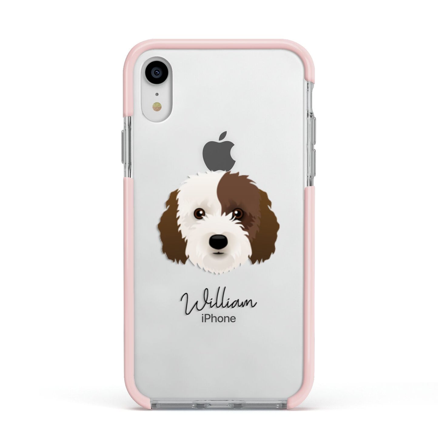 Cockapoo Personalised Apple iPhone XR Impact Case Pink Edge on Silver Phone
