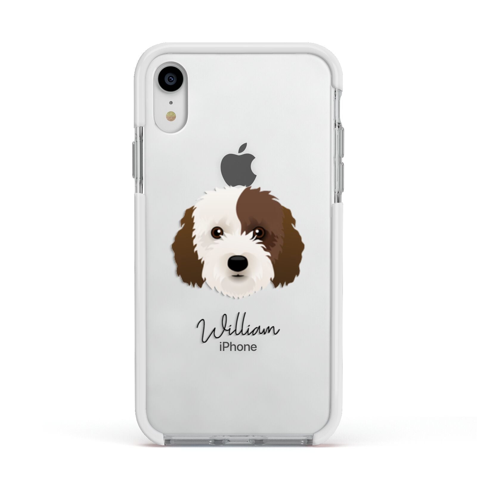 Cockapoo Personalised Apple iPhone XR Impact Case White Edge on Silver Phone