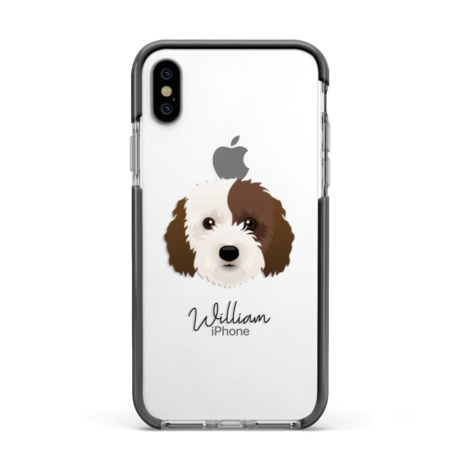 Cockapoo Personalised Apple iPhone Xs Impact Case Black Edge on Silver Phone