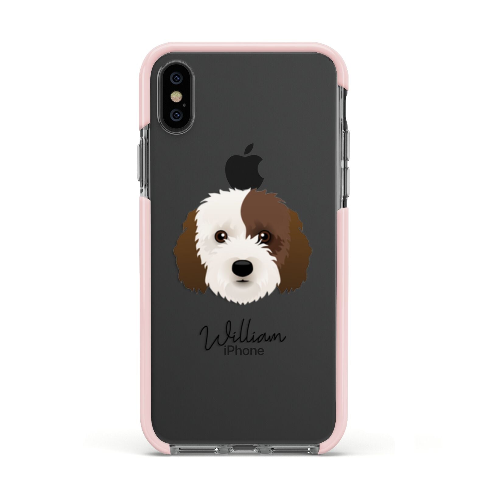 Cockapoo Personalised Apple iPhone Xs Impact Case Pink Edge on Black Phone