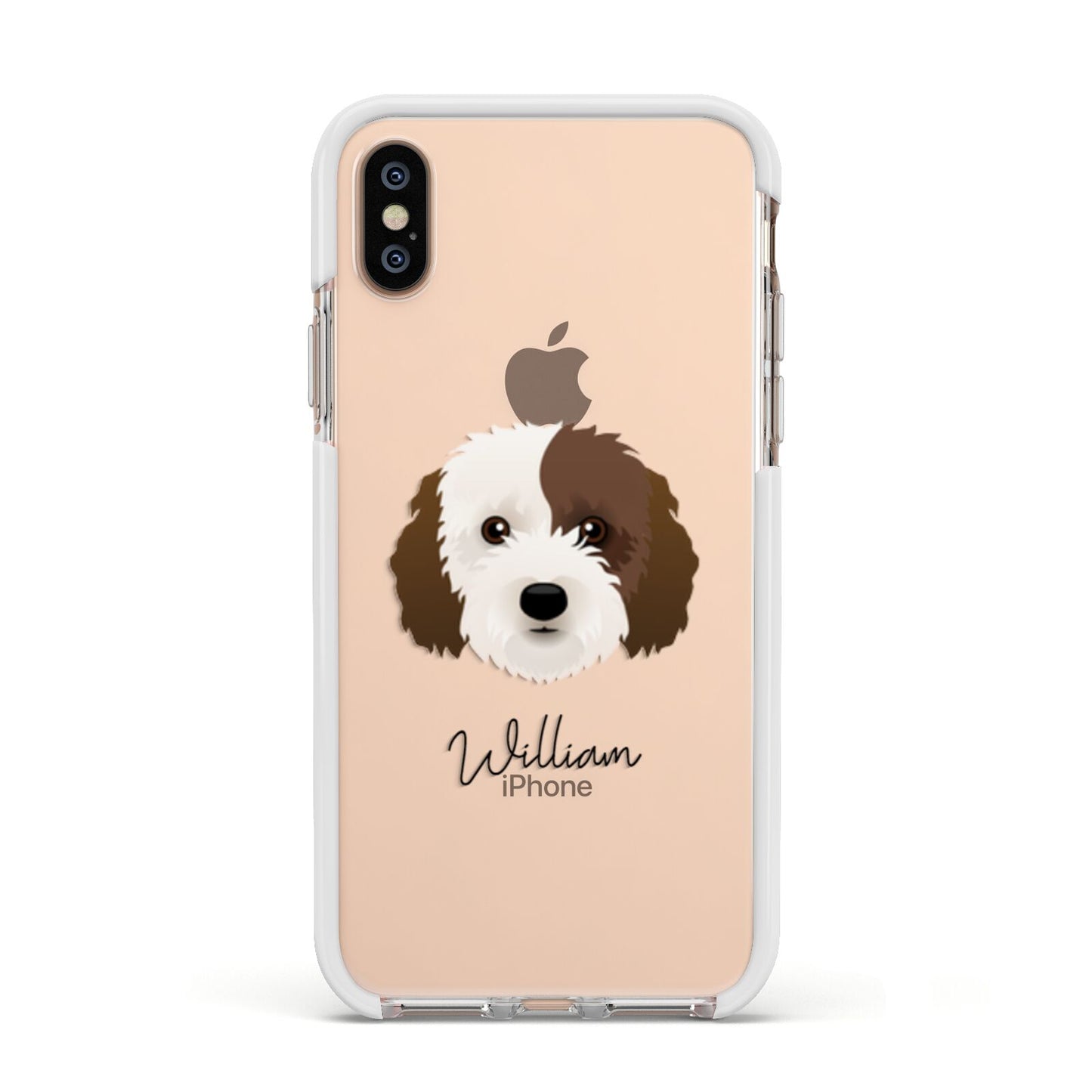 Cockapoo Personalised Apple iPhone Xs Impact Case White Edge on Gold Phone