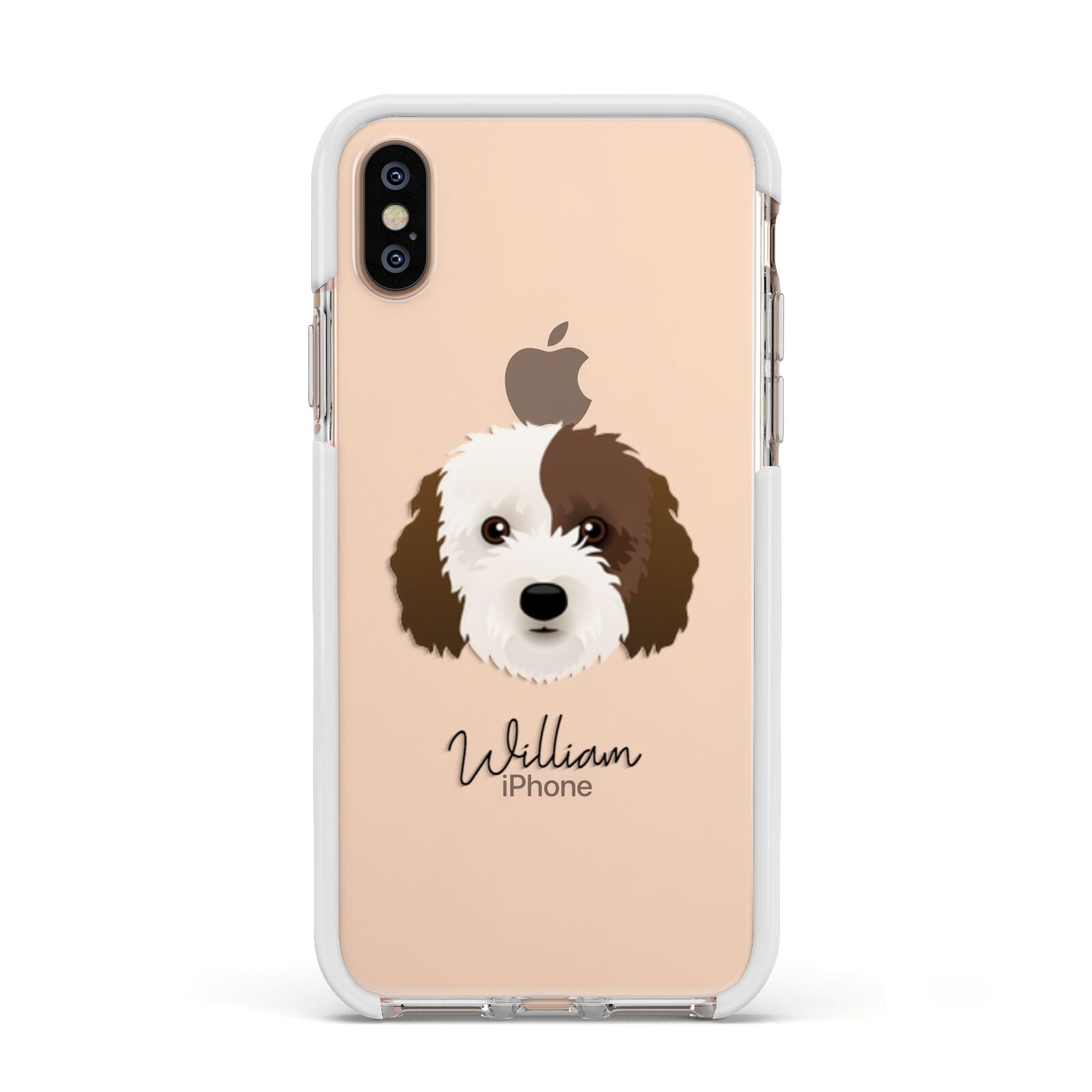 Cockapoo Personalised Apple iPhone Xs Impact Case White Edge on Gold Phone