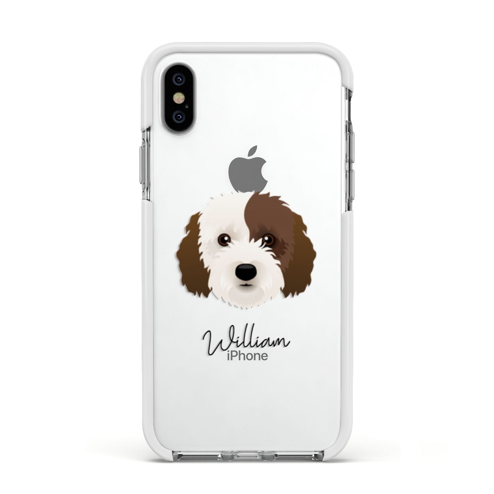 Cockapoo Personalised Apple iPhone Xs Impact Case White Edge on Silver Phone