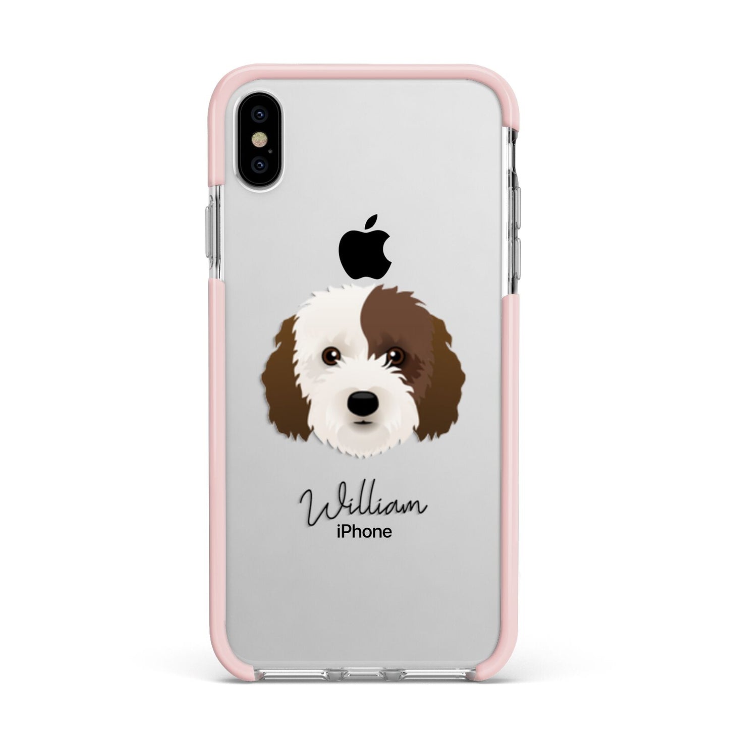 Cockapoo Personalised Apple iPhone Xs Max Impact Case Pink Edge on Silver Phone
