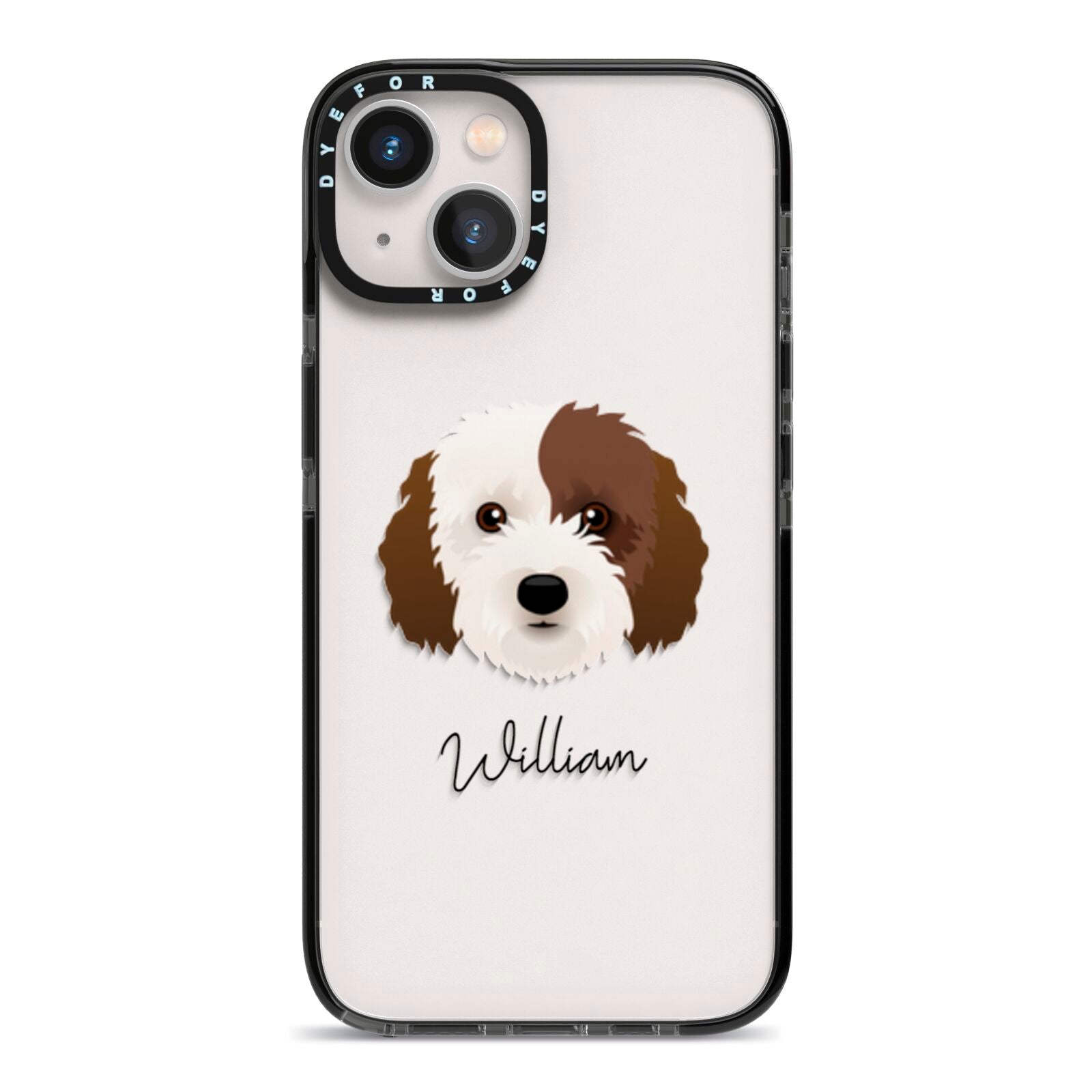Cockapoo Personalised iPhone 13 Black Impact Case on Silver phone