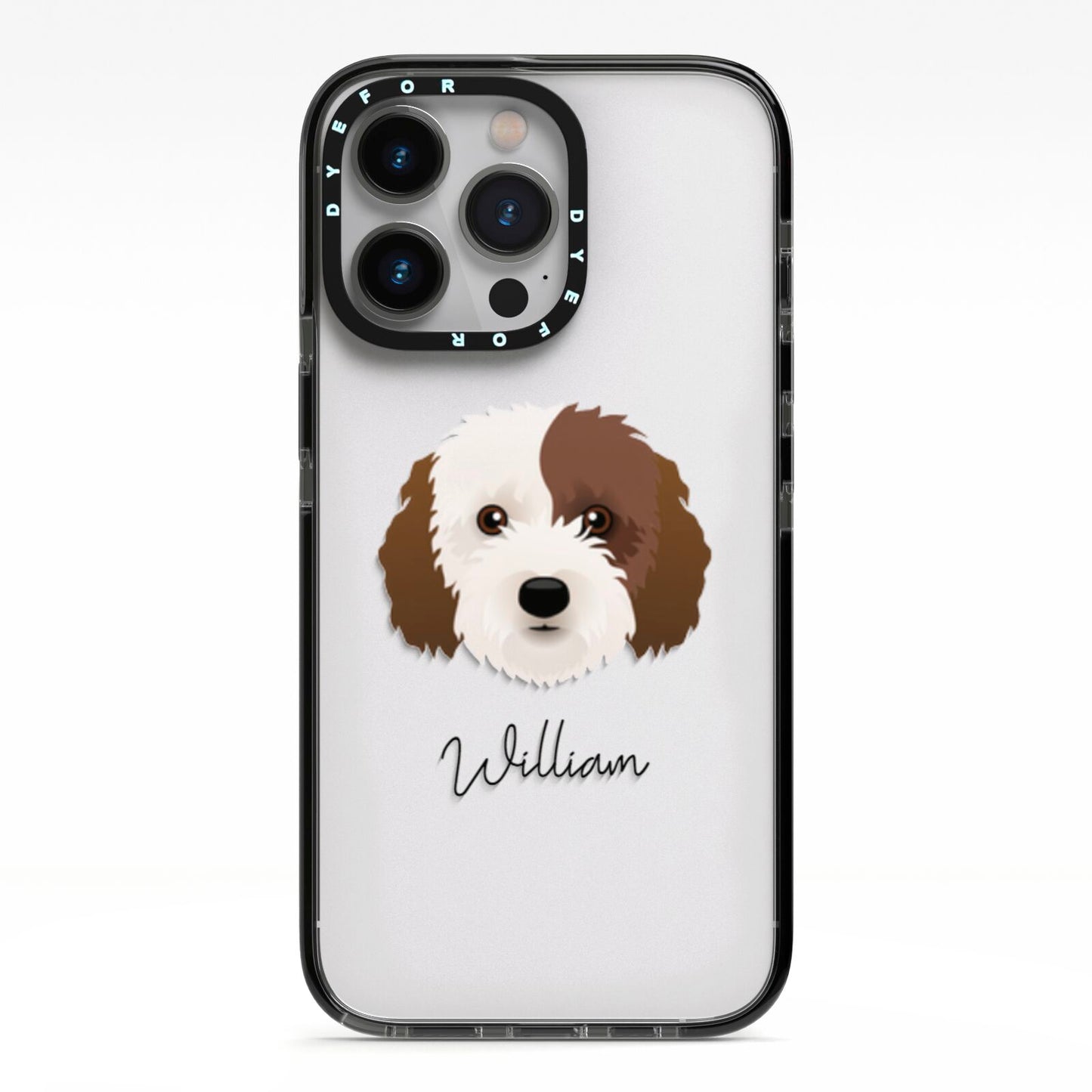 Cockapoo Personalised iPhone 13 Pro Black Impact Case on Silver phone