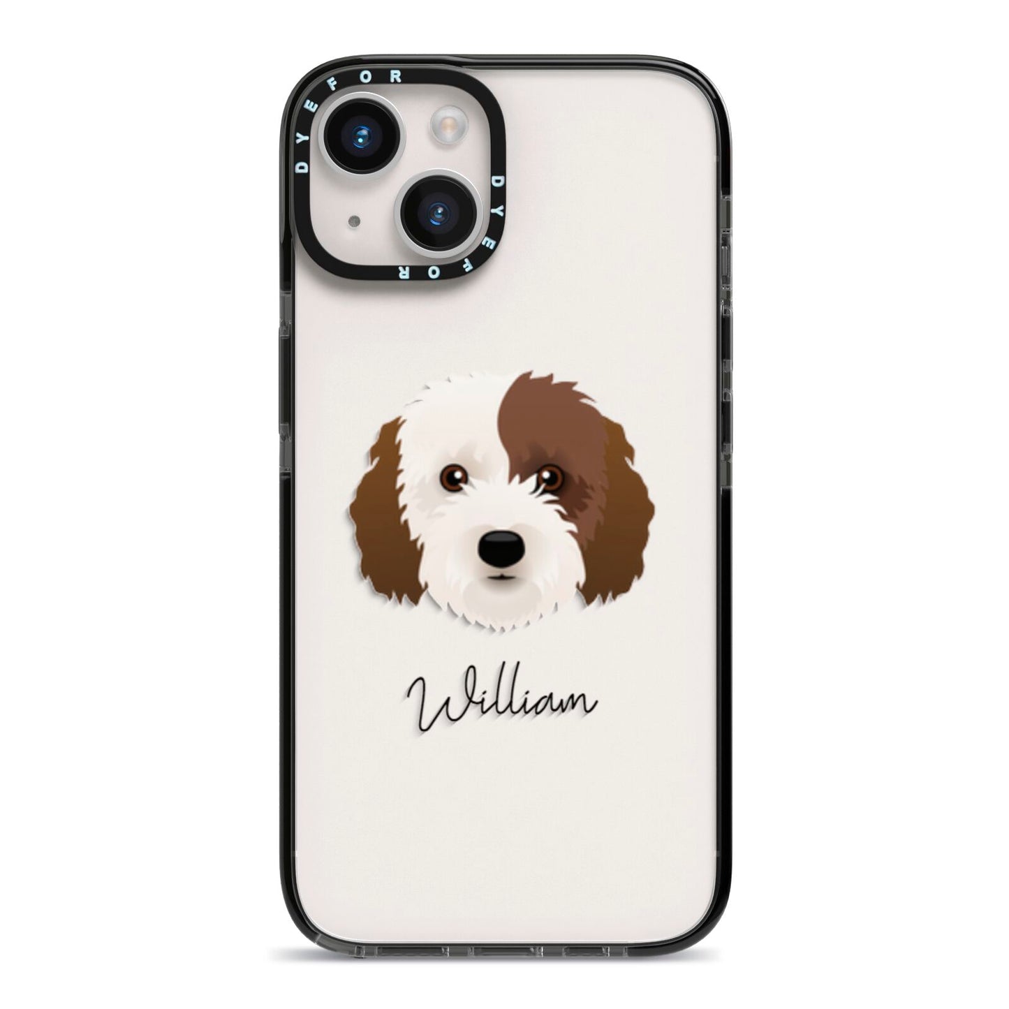 Cockapoo Personalised iPhone 14 Black Impact Case on Silver phone
